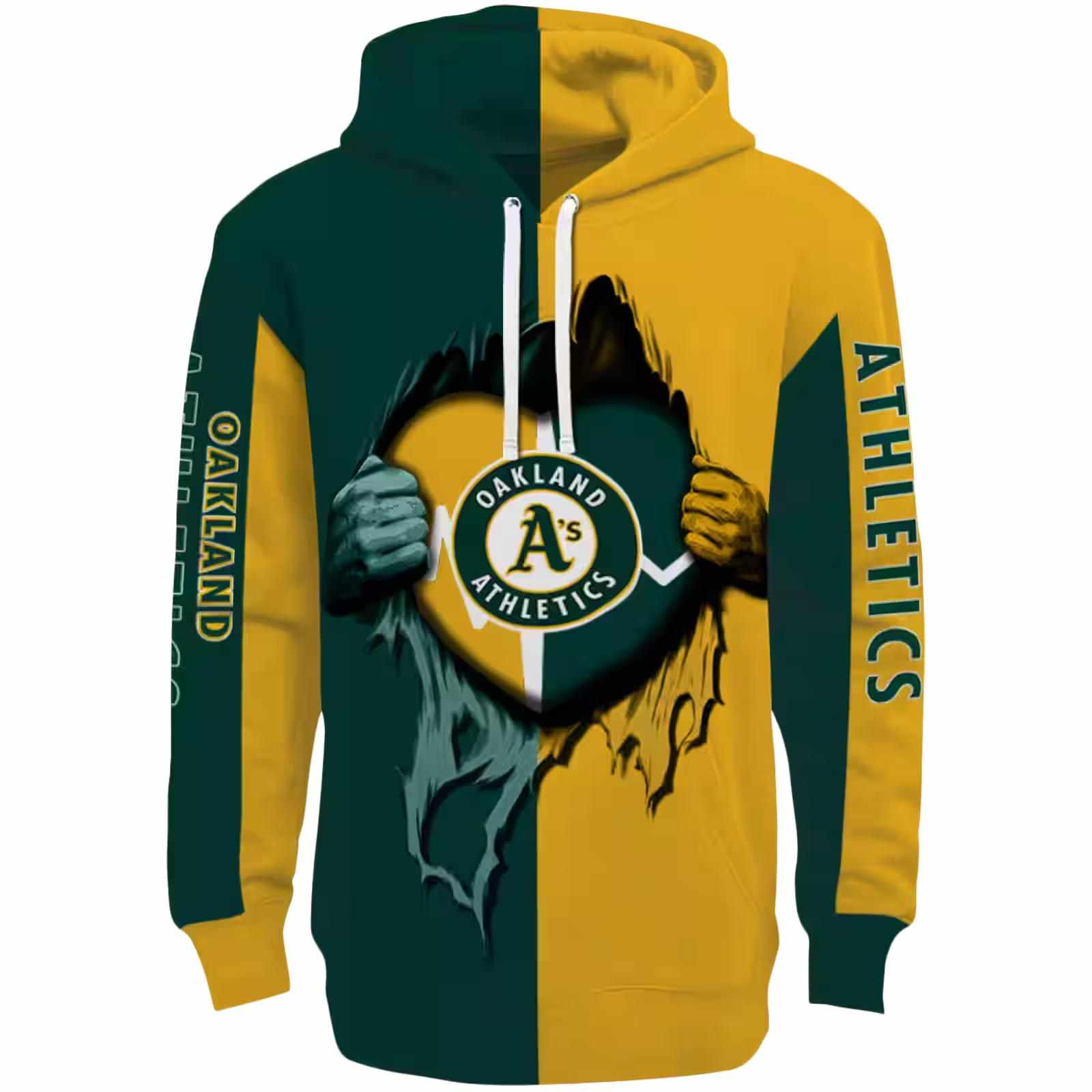 Oakland Athletics Heartbeat Graphic Green Hoodie