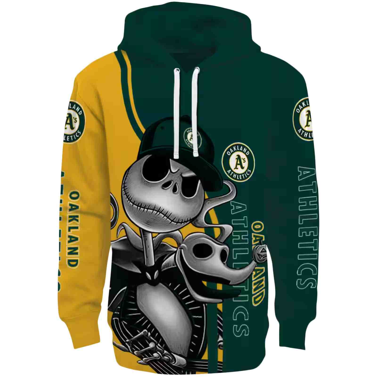 Oakland Athletics Jack Skellington Green Hoodie