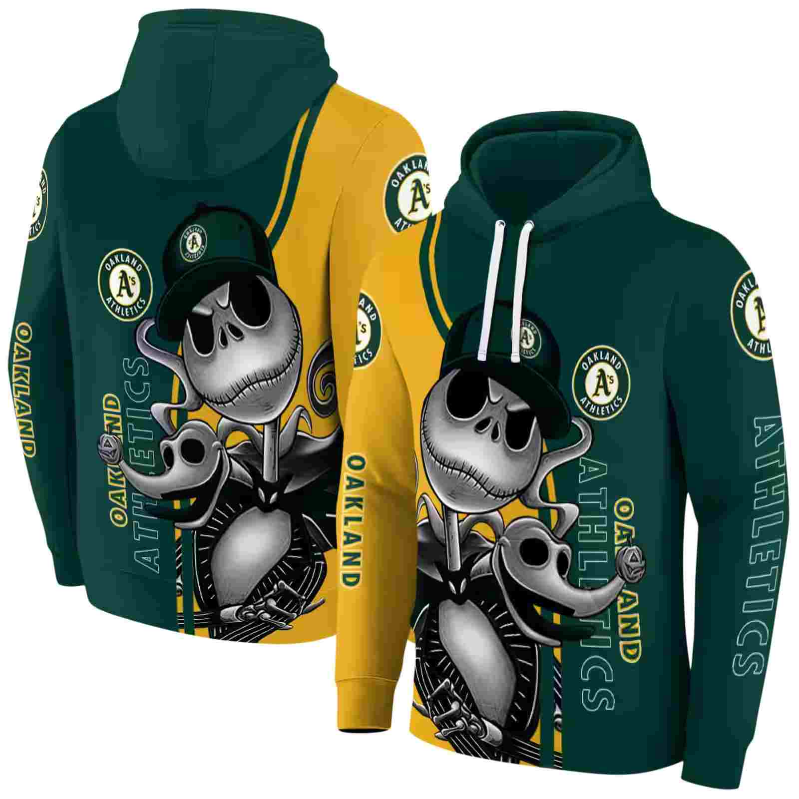 oakland athletics jack skellington green hoodie fashion forward