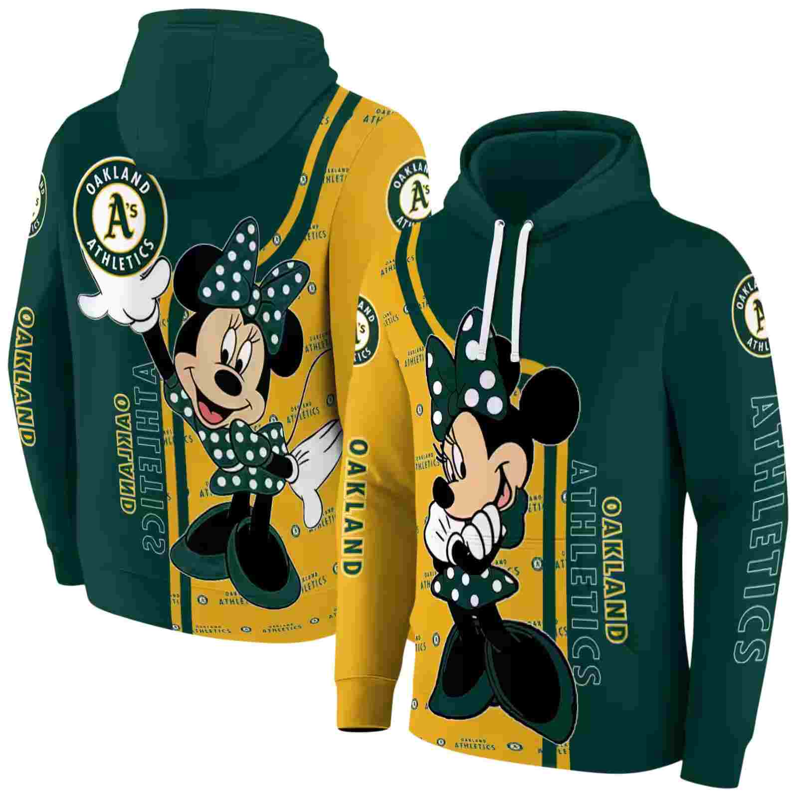 oakland athletics minnie mouse green hoodie fashion forward