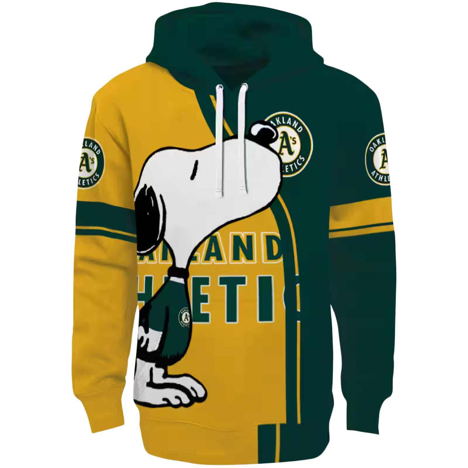 Oakland Athletics Playful Snoopy Green Hoodie