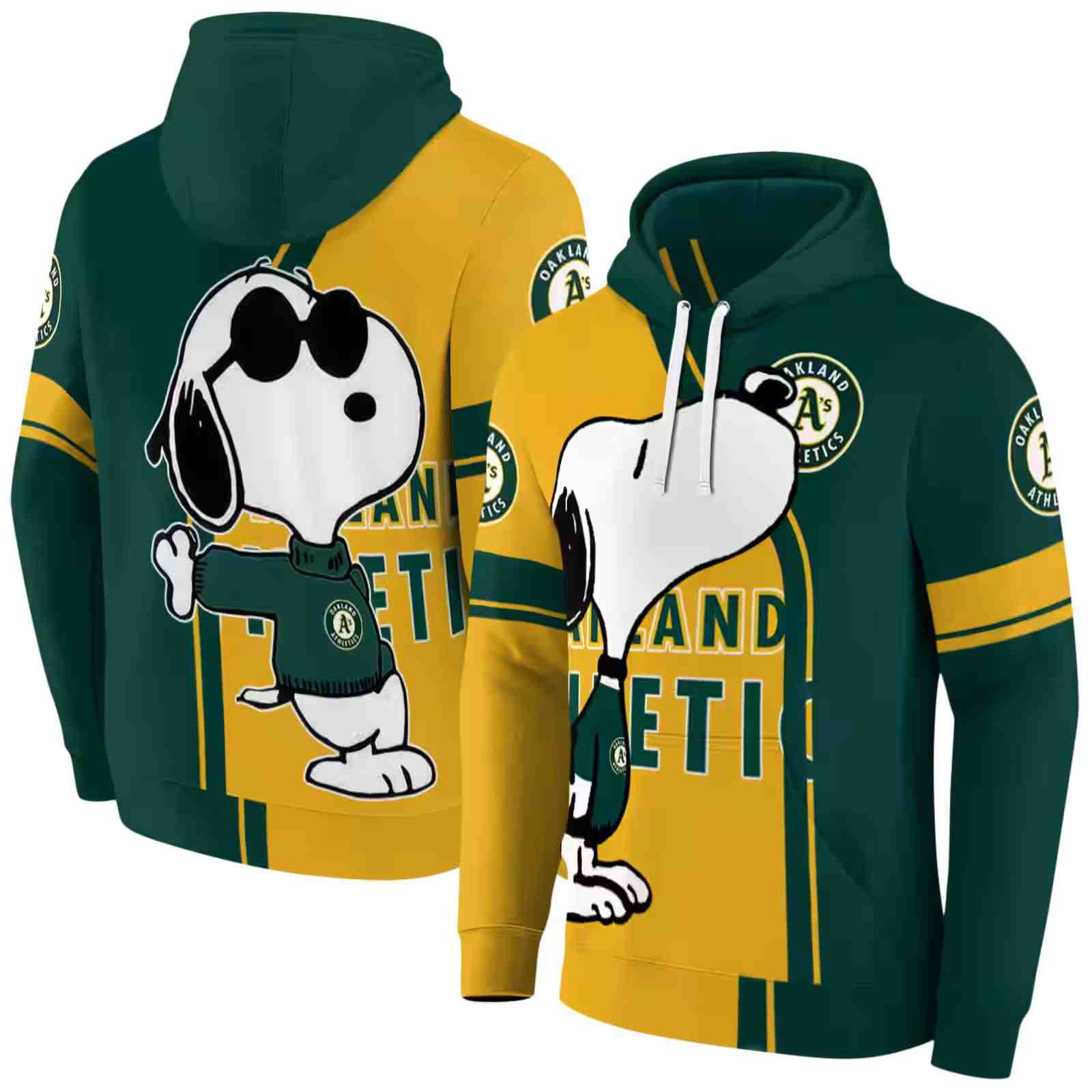 oakland athletics playful snoopy green hoodie fashion forward