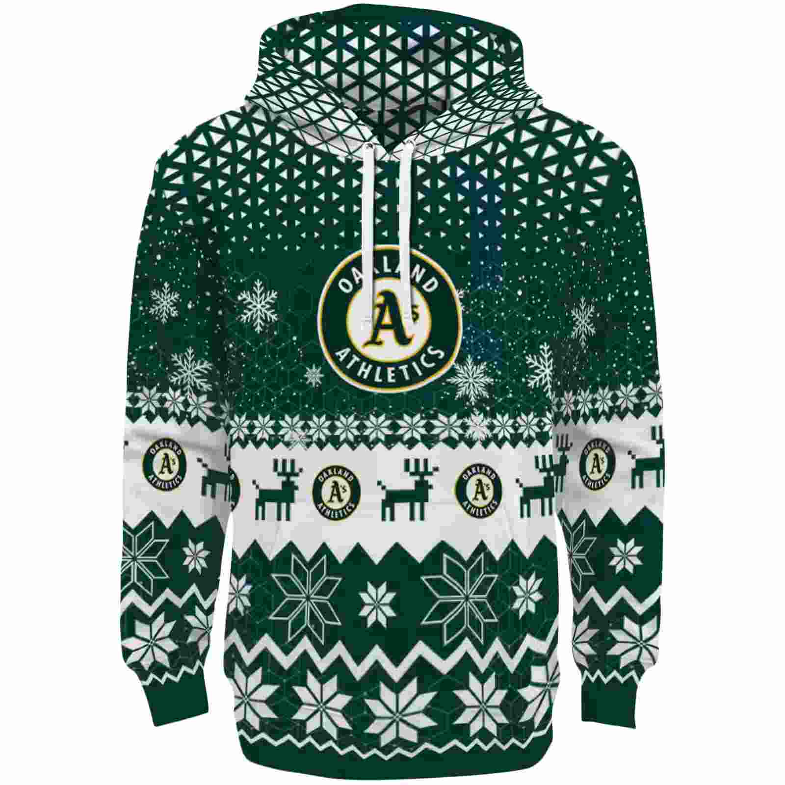 Oakland Athletics Reindeer Motif Green Hoodie