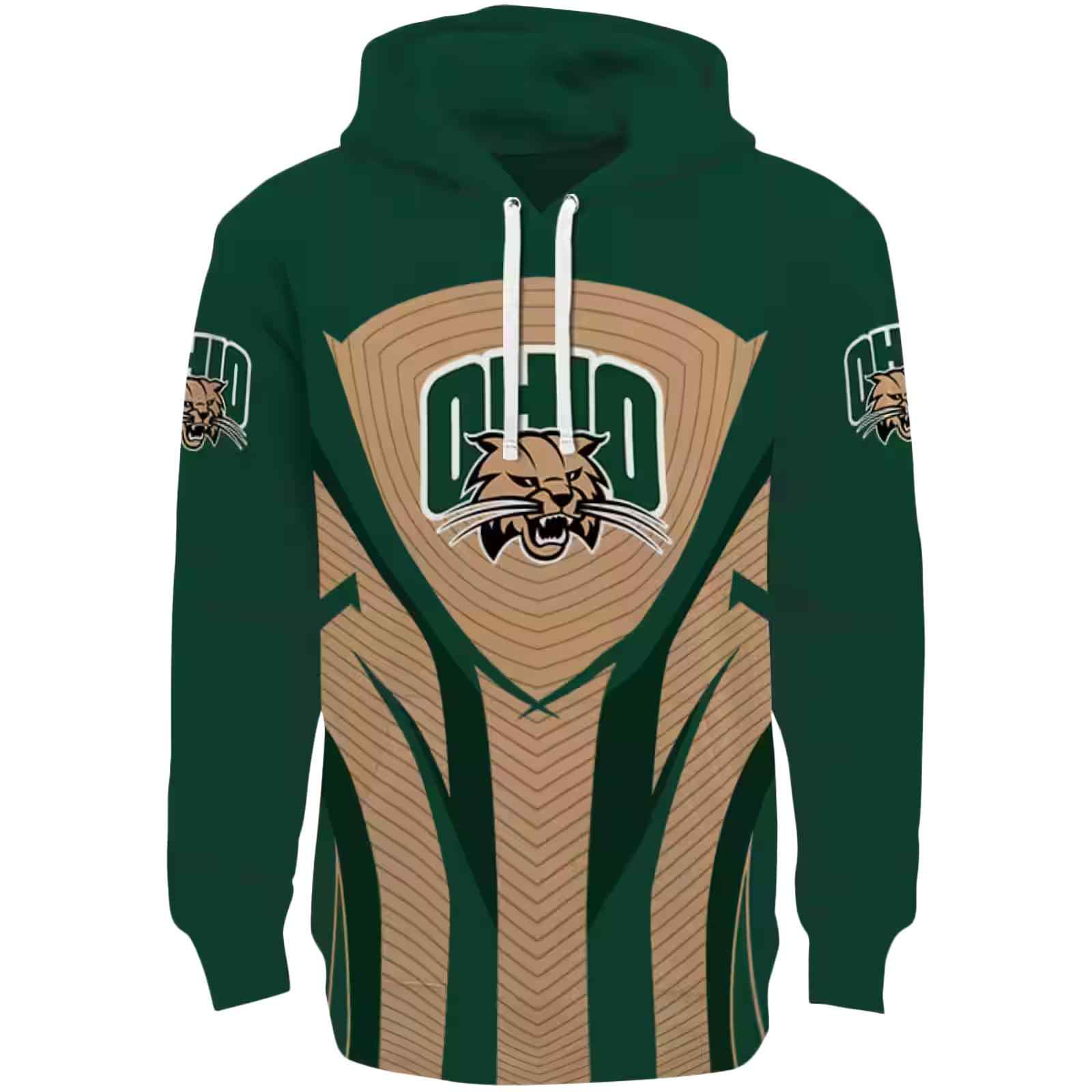 Ohio Bobcats Concentric Lines Green Black Hoodie