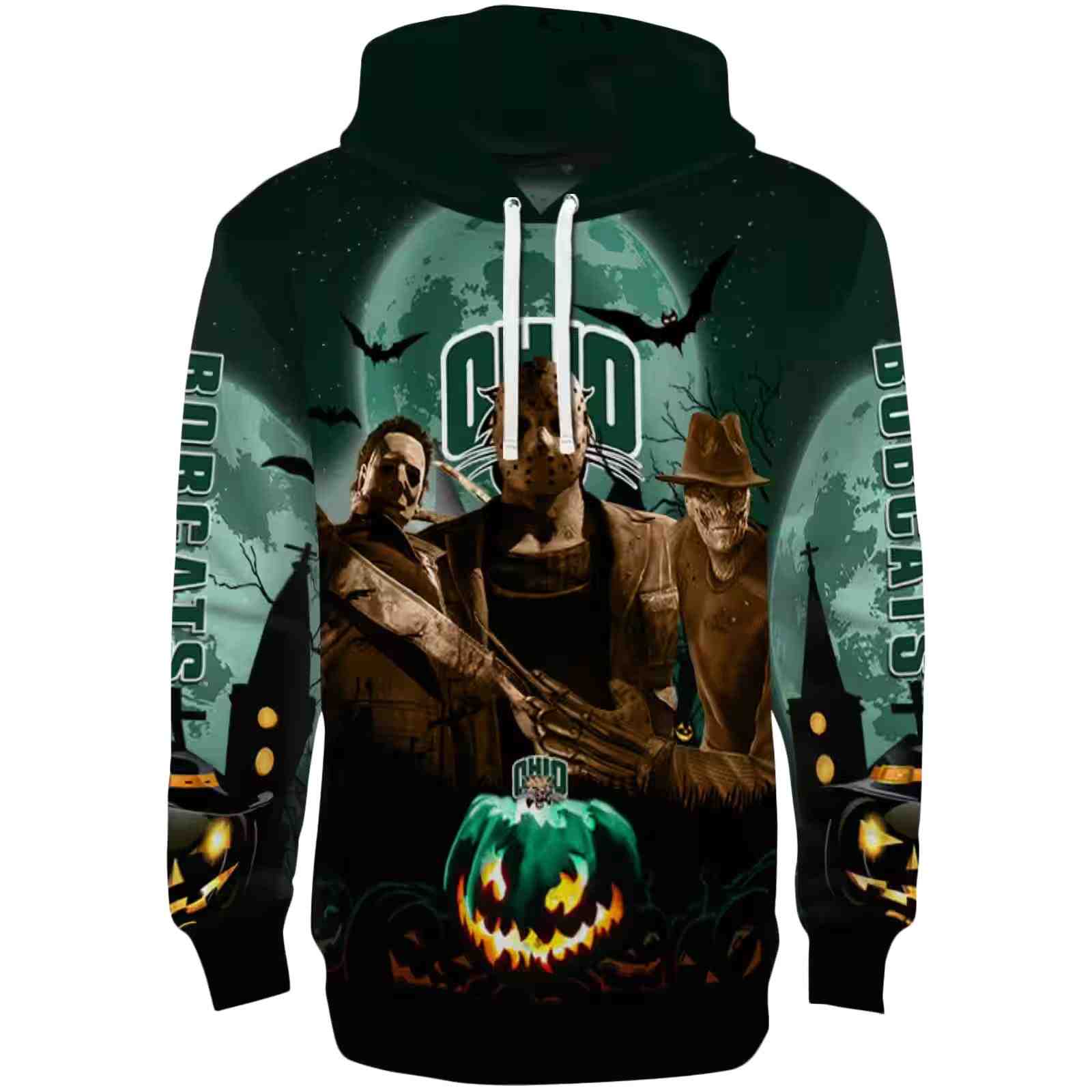 Ohio Bobcats Halloween Vibes Green Black Hoodie