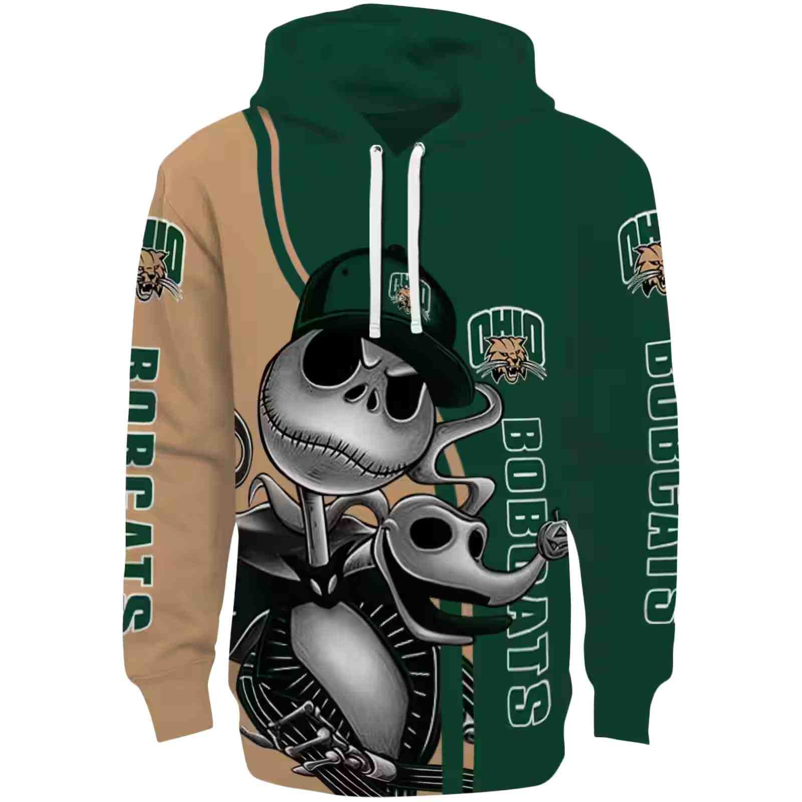 Ohio Bobcats Jack Skellington Green Hoodie