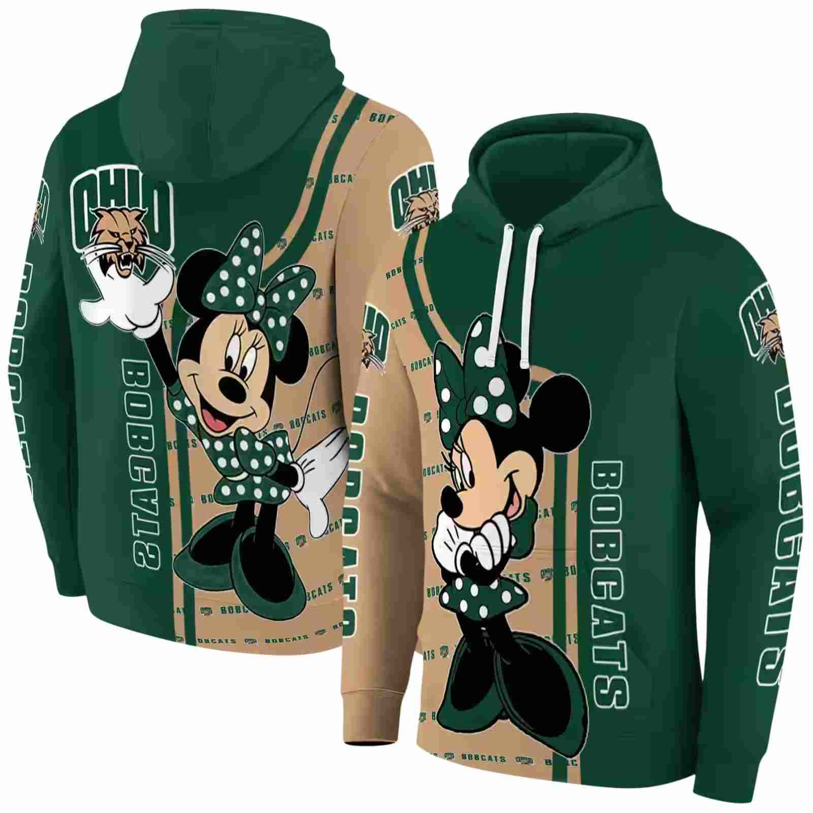 ohio bobcats minnie mouse green hoodie fashion forward