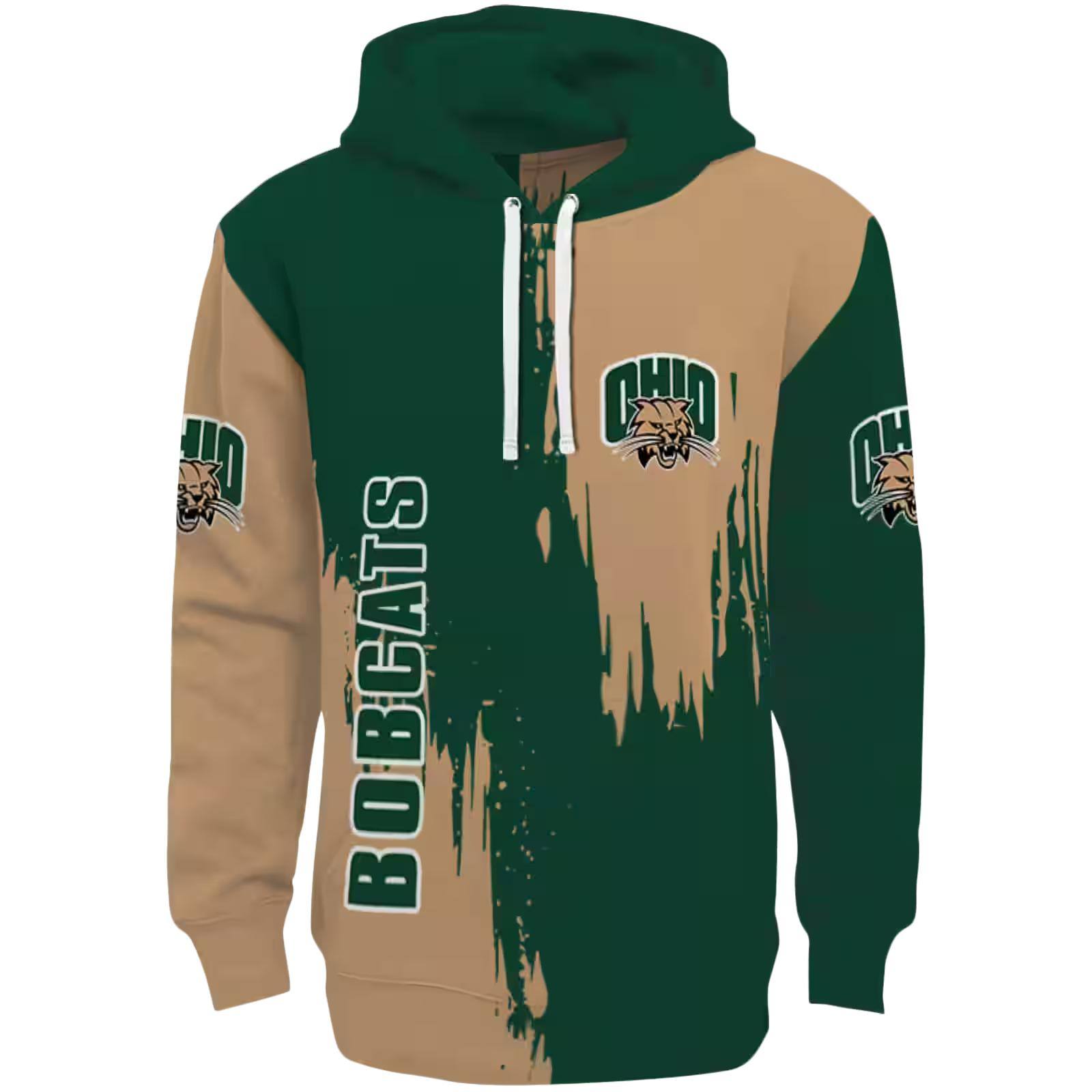 Ohio Bobcats Splatter Effect Green Hoodie