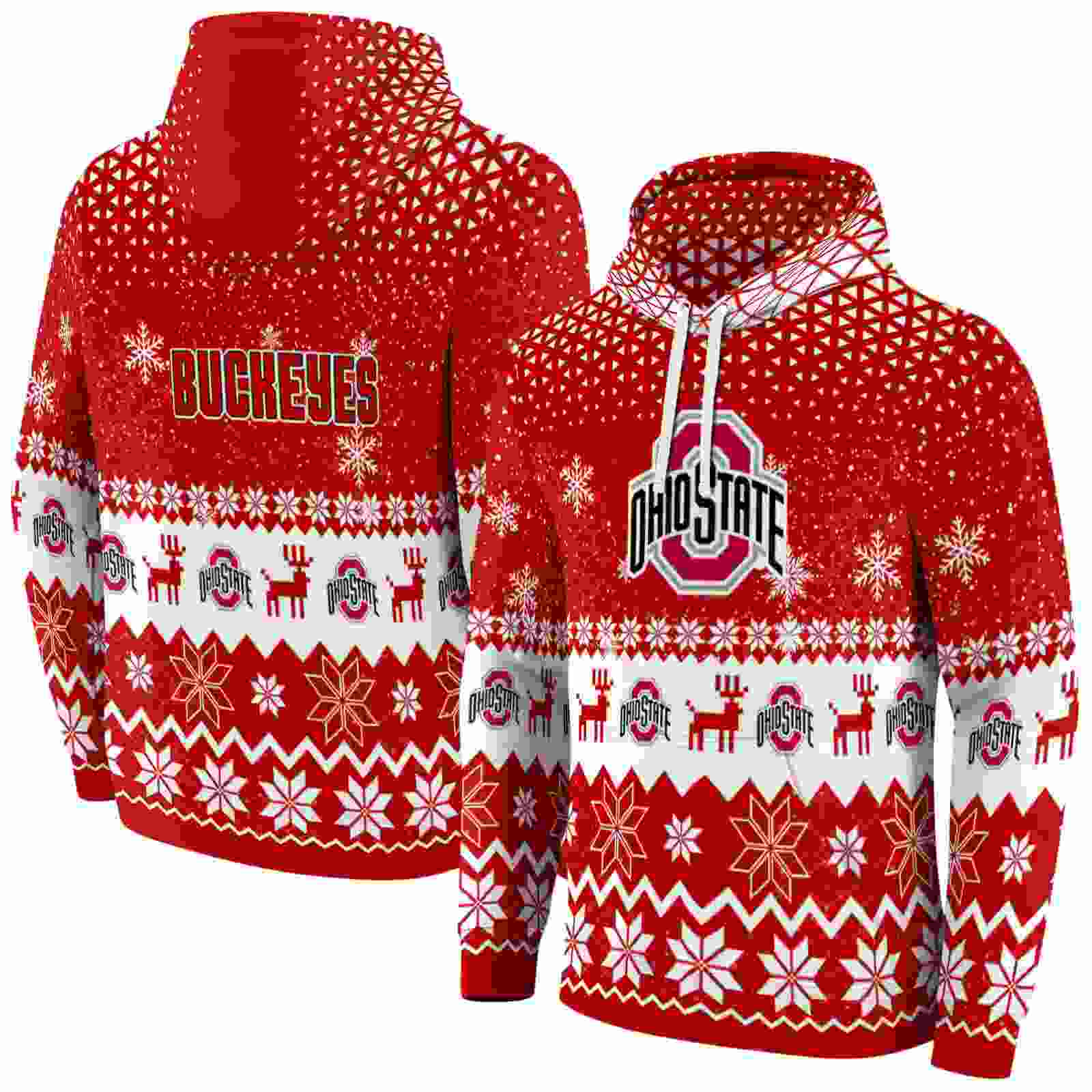 ohio state buckeyes reindeer motif scarlet hoodie fashion forward