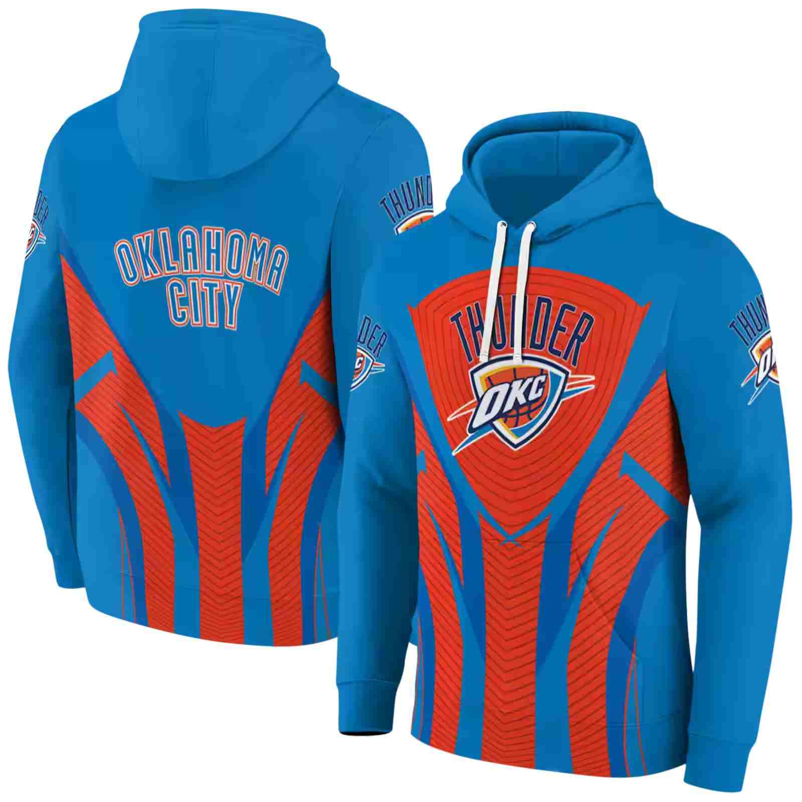 oklahoma city thunder concentric lines blue black hoodie fashion forward