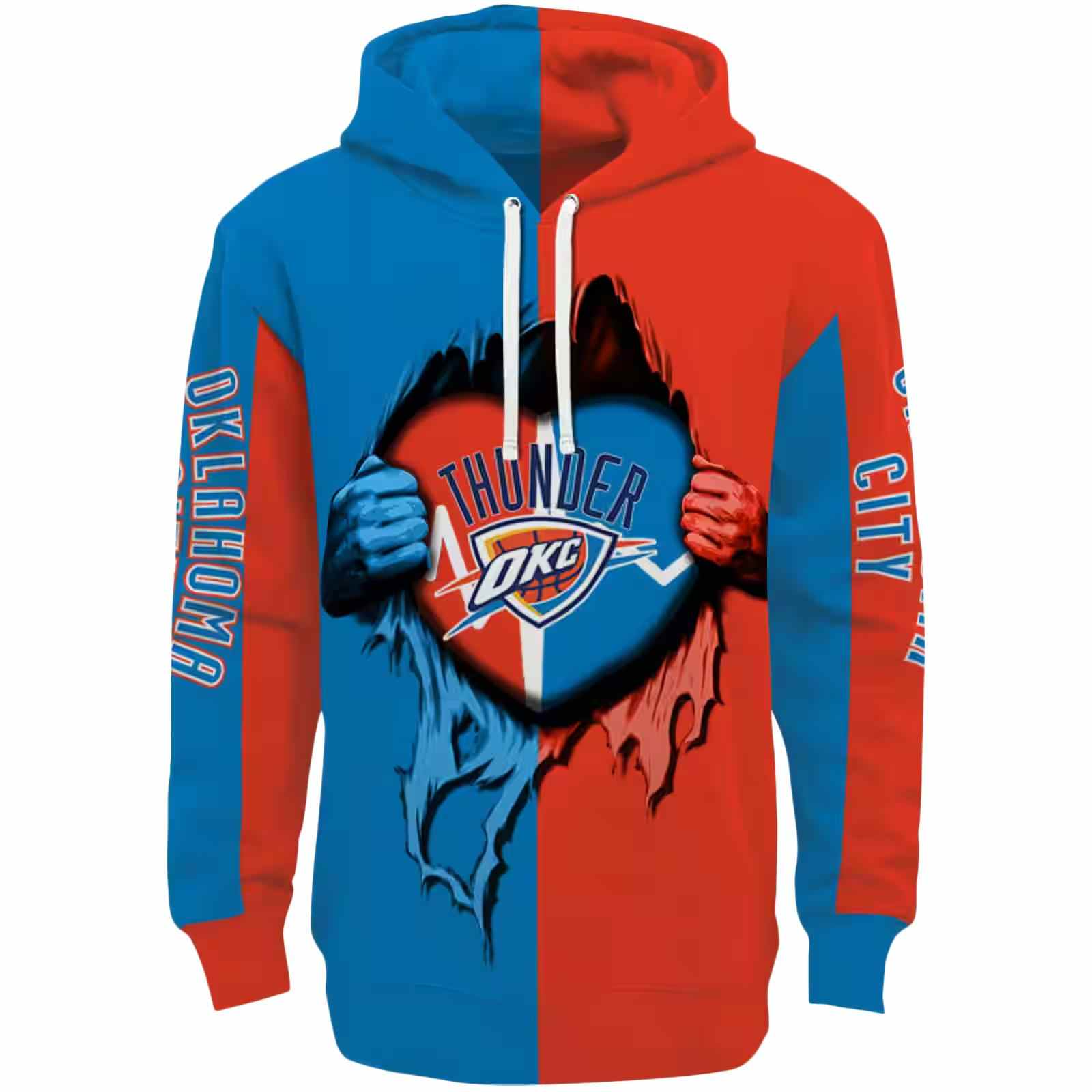 Oklahoma City Thunder Heartbeat Graphic Blue Hoodie