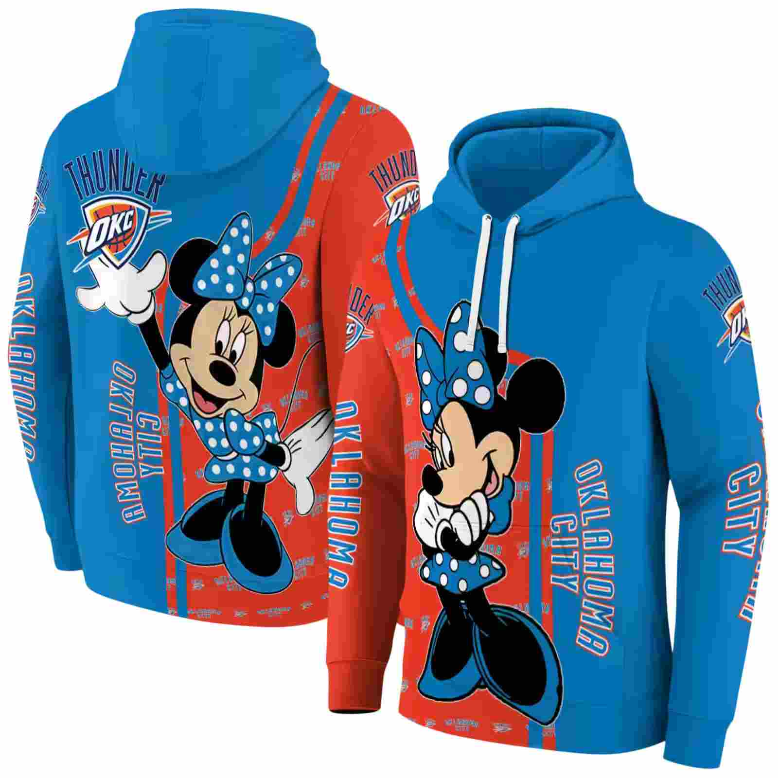 oklahoma city thunder minnie mouse blue hoodie fashion forward