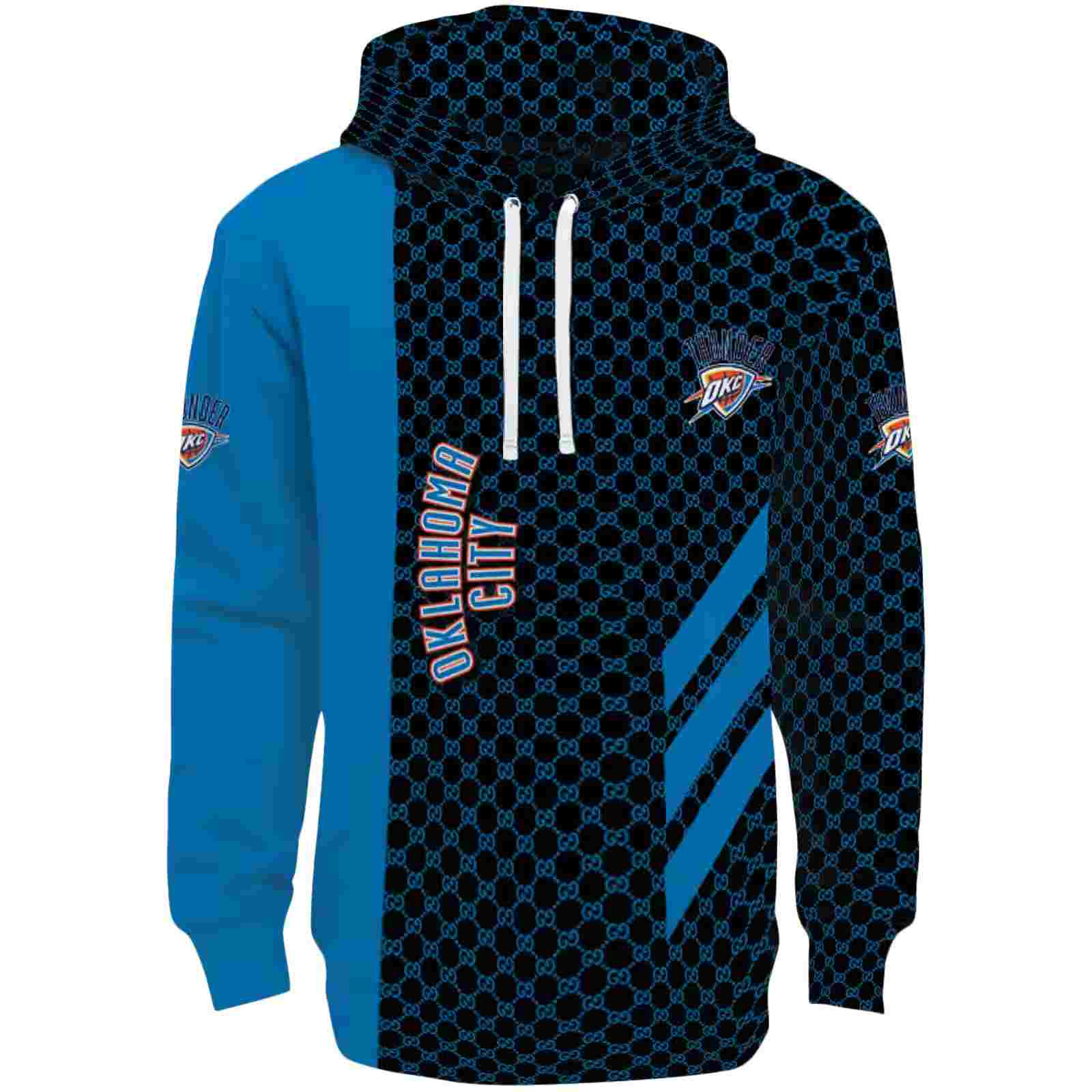 Oklahoma City Thunder Monogram Pattern Blue Hoodie