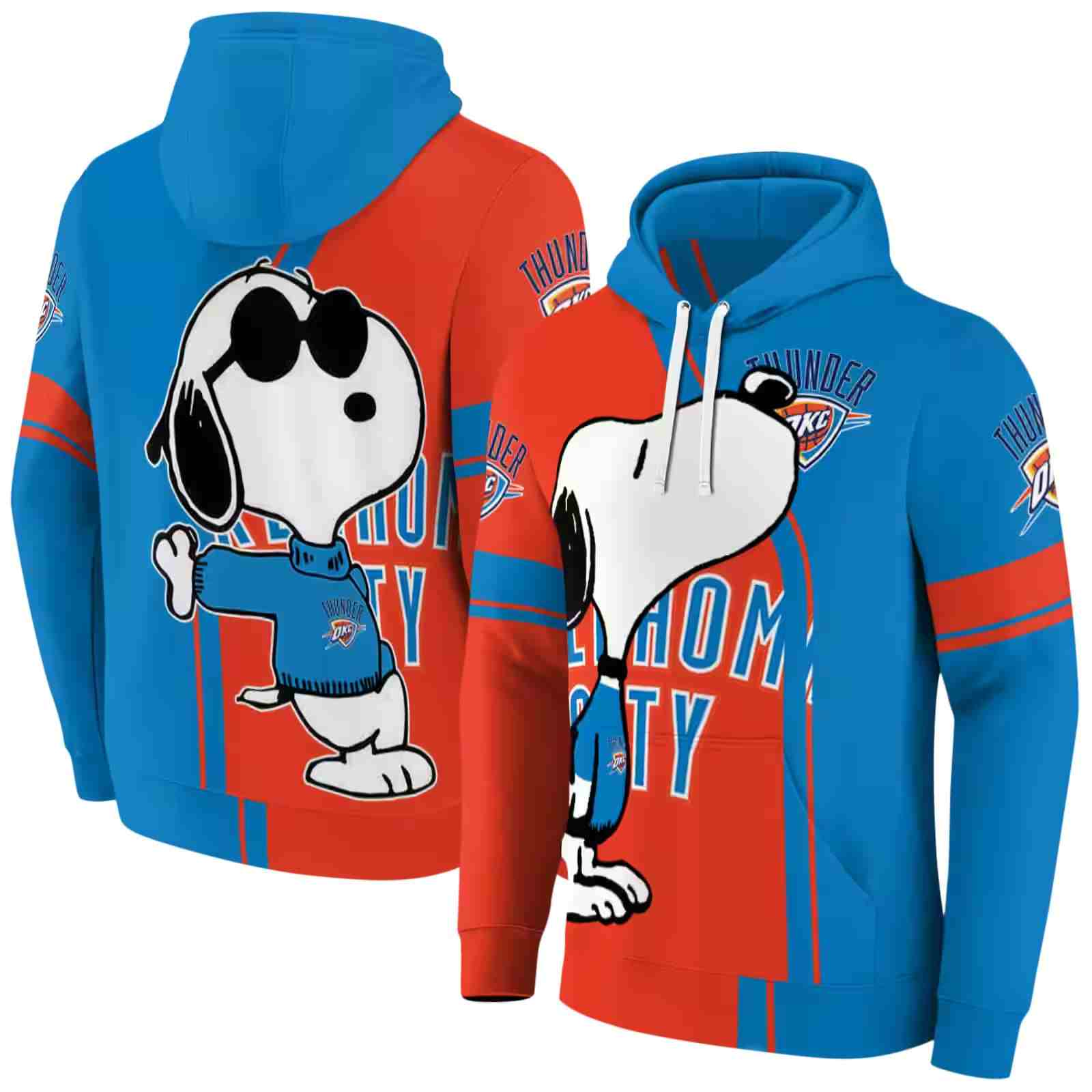 oklahoma city thunder playful snoopy blue hoodie fashion forward