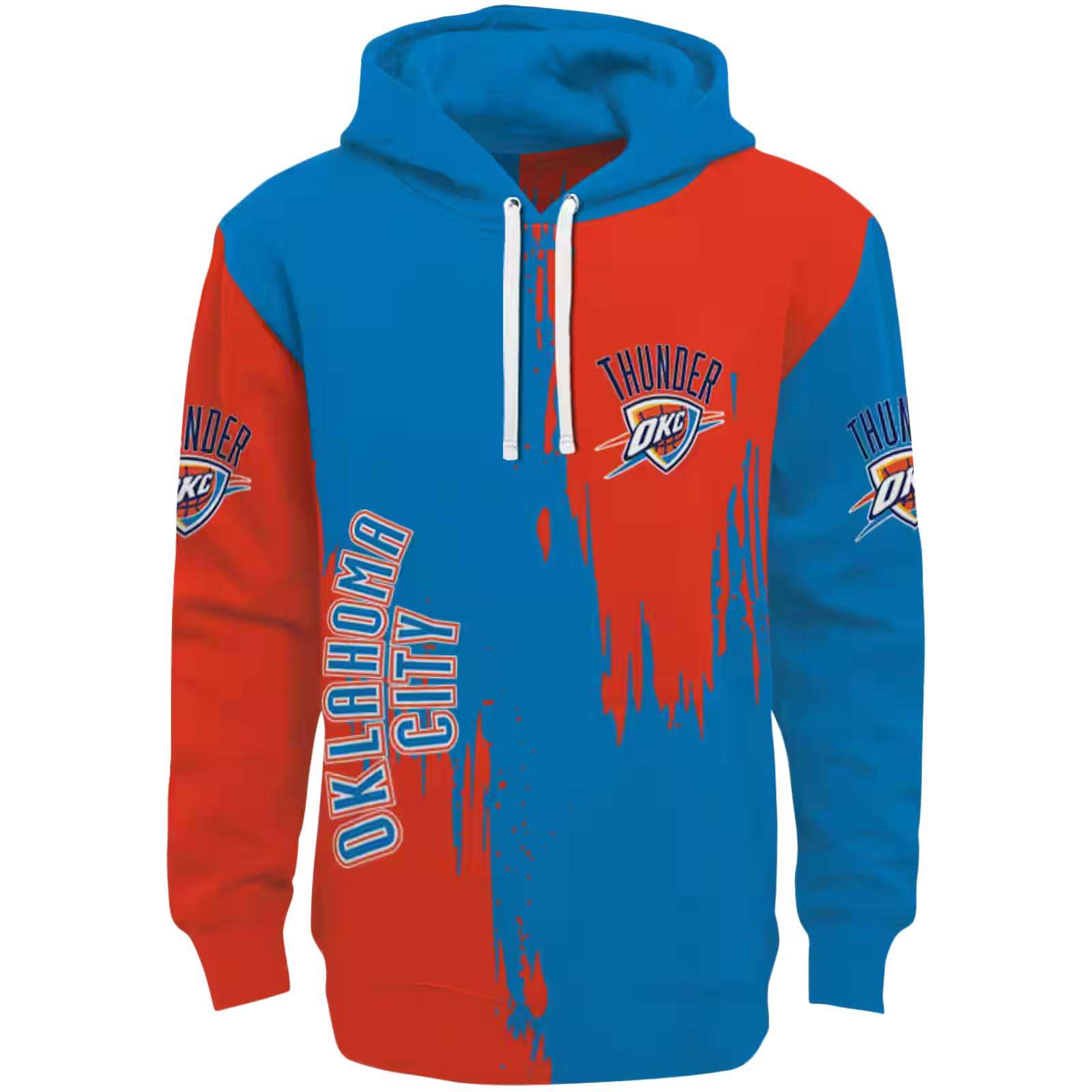 Oklahoma City Thunder Splatter Effect Blue Hoodie