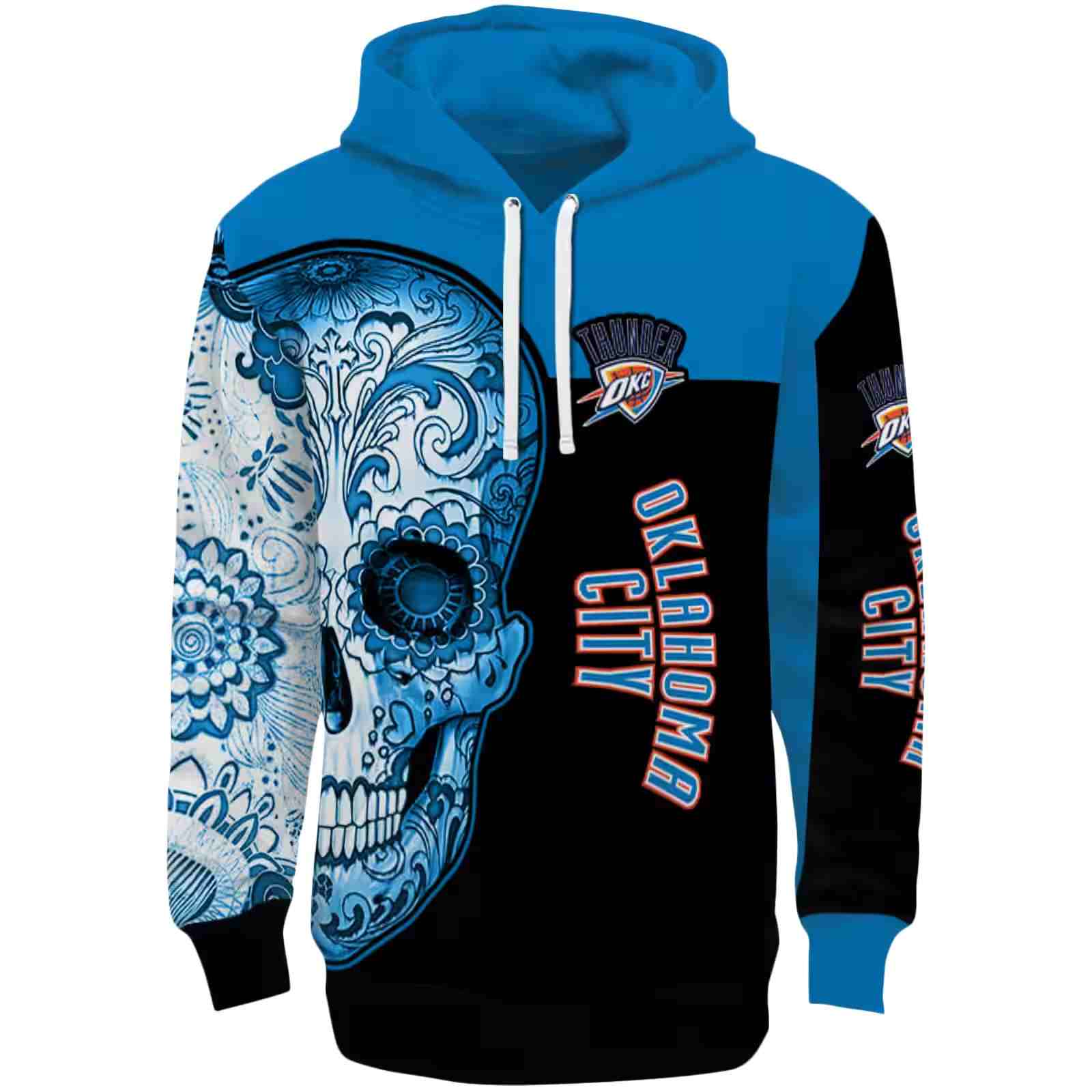Oklahoma City Thunder Sugar Skull Blue Black Hoodie