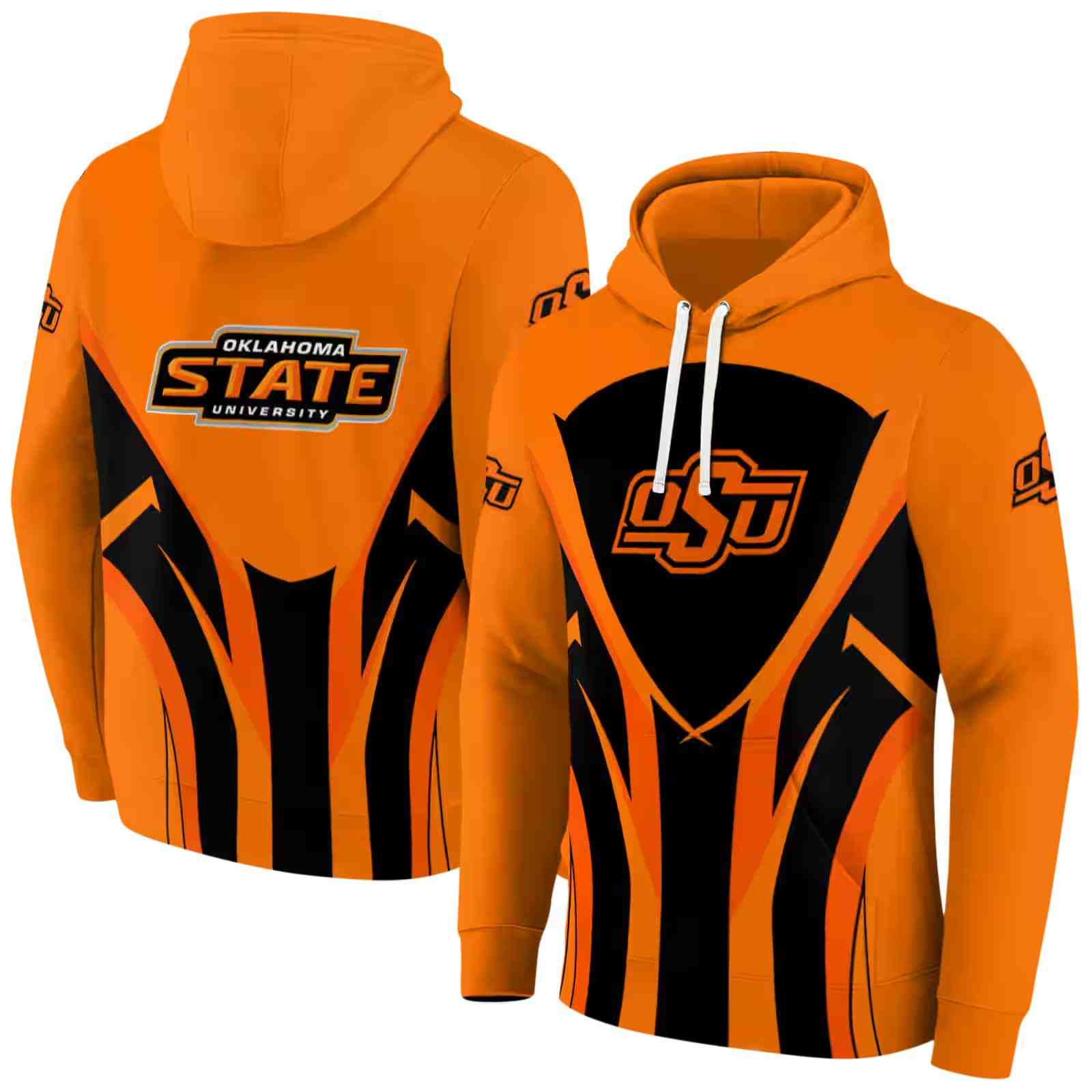 oklahoma state cowboys concentric lines orange black hoodie fashion forward