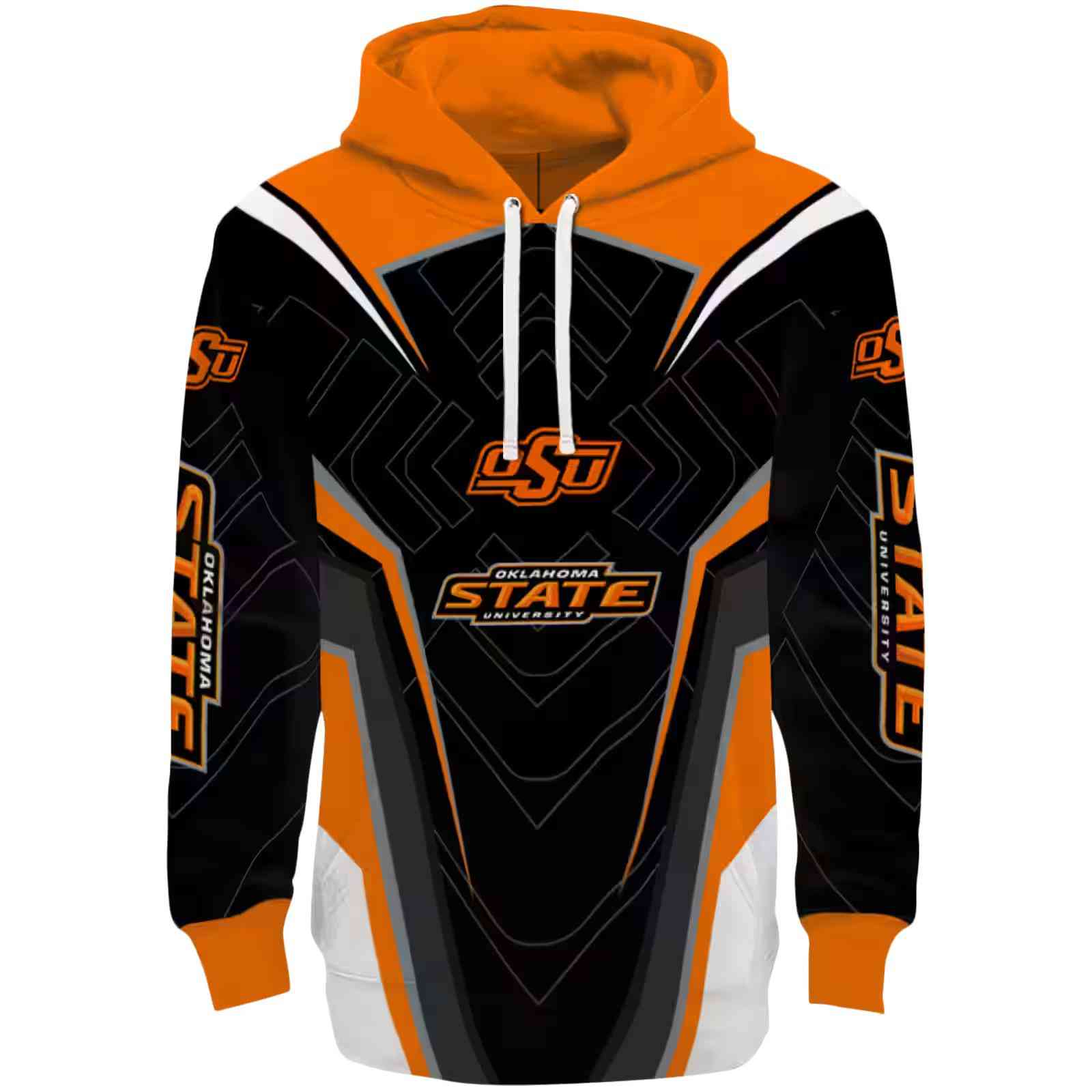 Oklahoma State Cowboys Futuristic Pattern Orange Black Hoodie