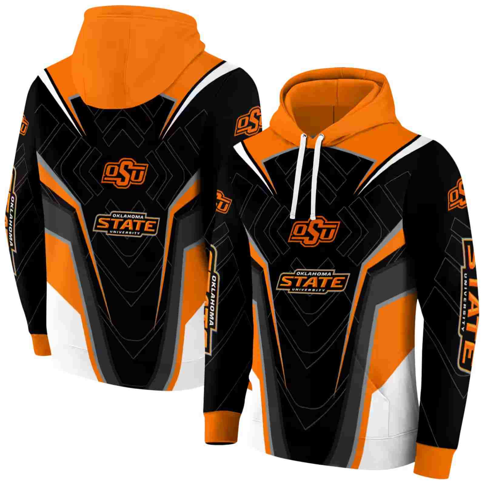 oklahoma state cowboys futuristic pattern orange black hoodie fashion forward
