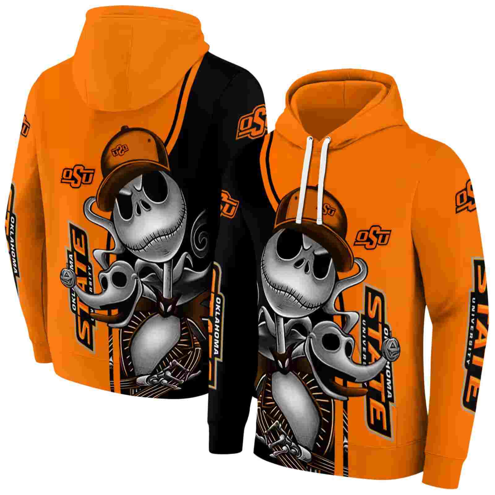 oklahoma state cowboys jack skellington orange hoodie fashion forward
