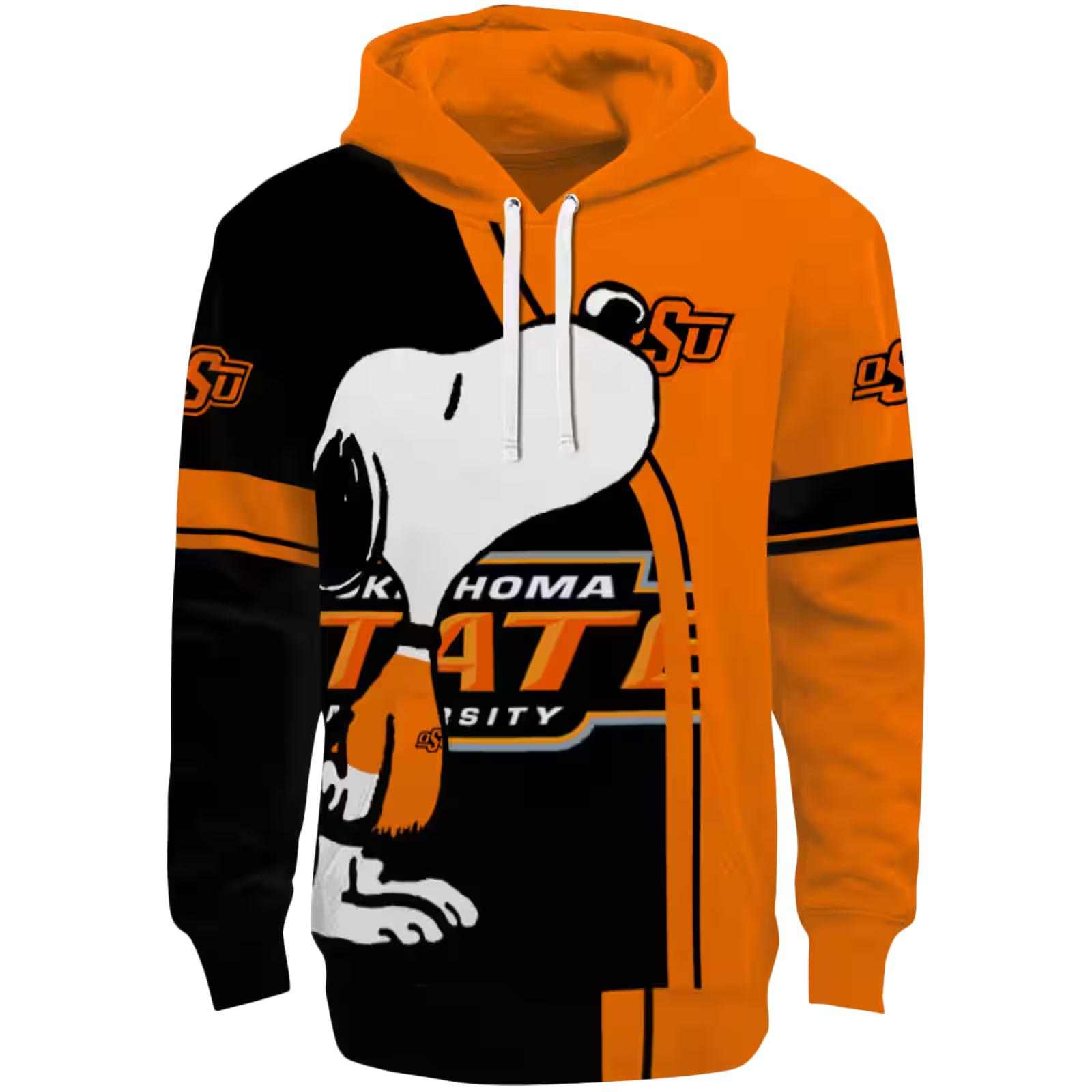 Oklahoma State Cowboys Playful Snoopy Orange Hoodie