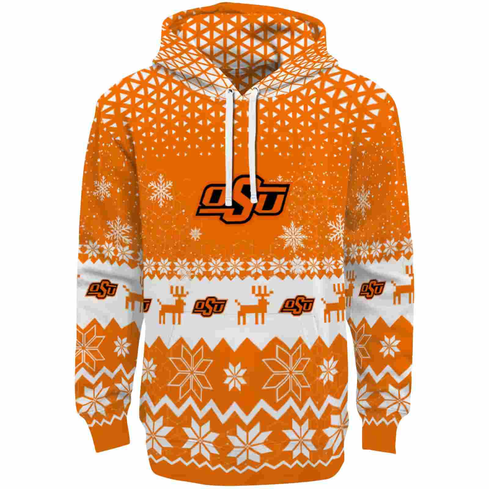 Oklahoma State Cowboys Reindeer Motif Orange Hoodie