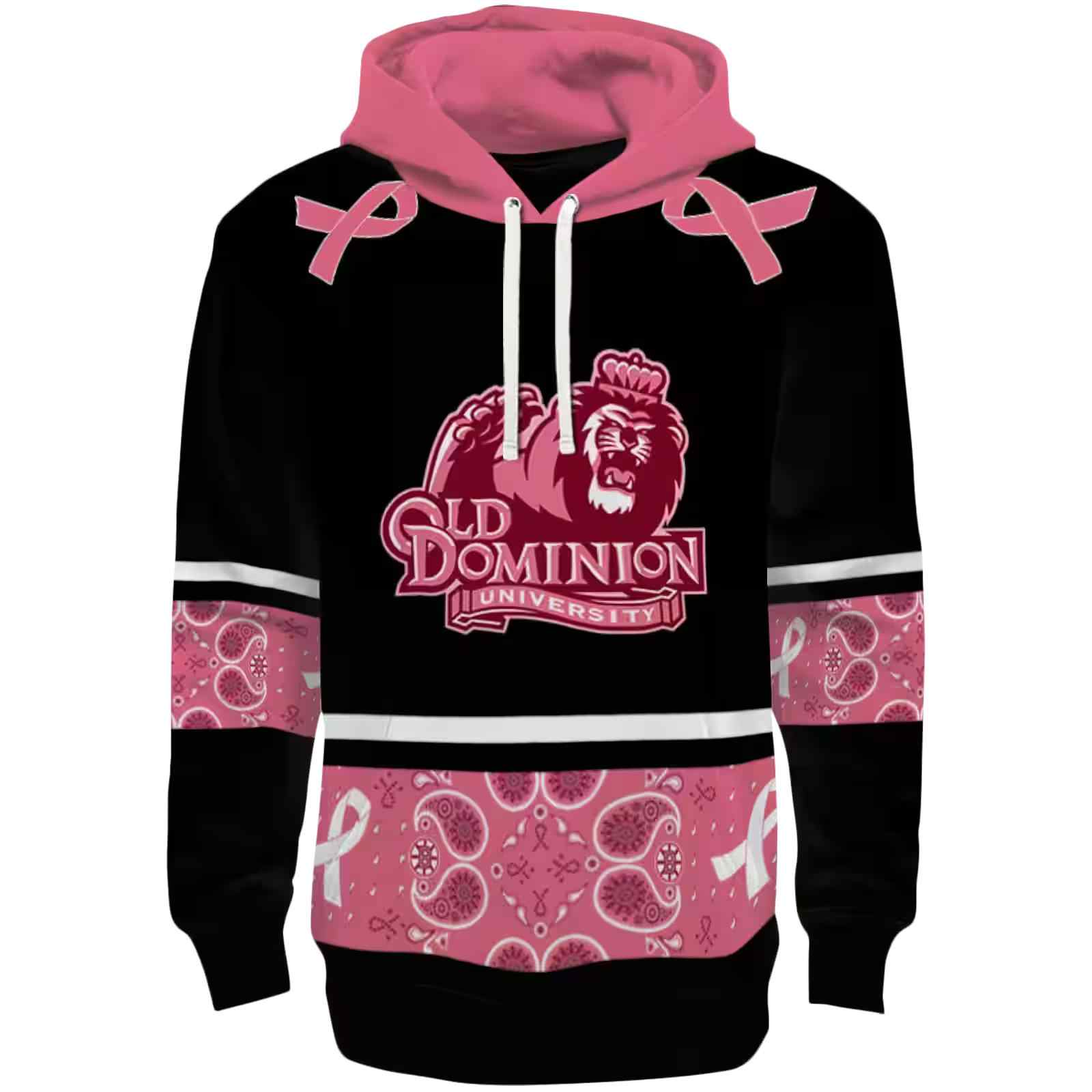 Old Dominion Monarchs Awareness Ribbon Black Pink Hoodie