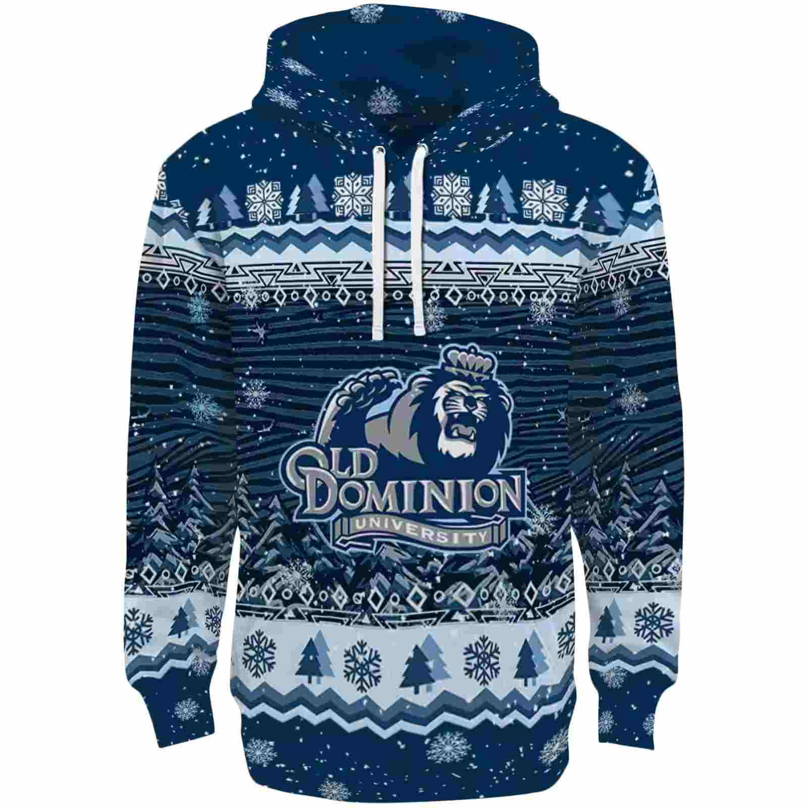 Old Dominion Monarchs Christmas Trees Blue Hoodie