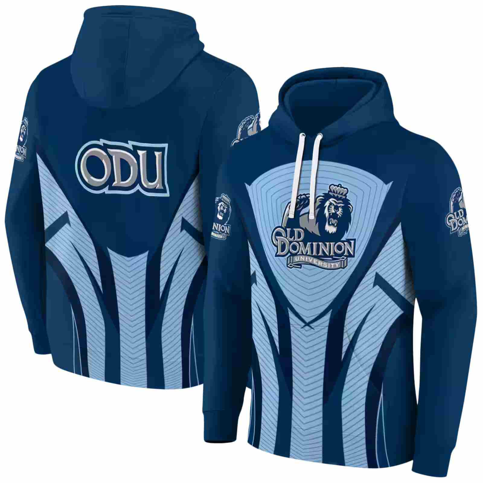 old dominion monarchs concentric lines blue black hoodie fashion forward