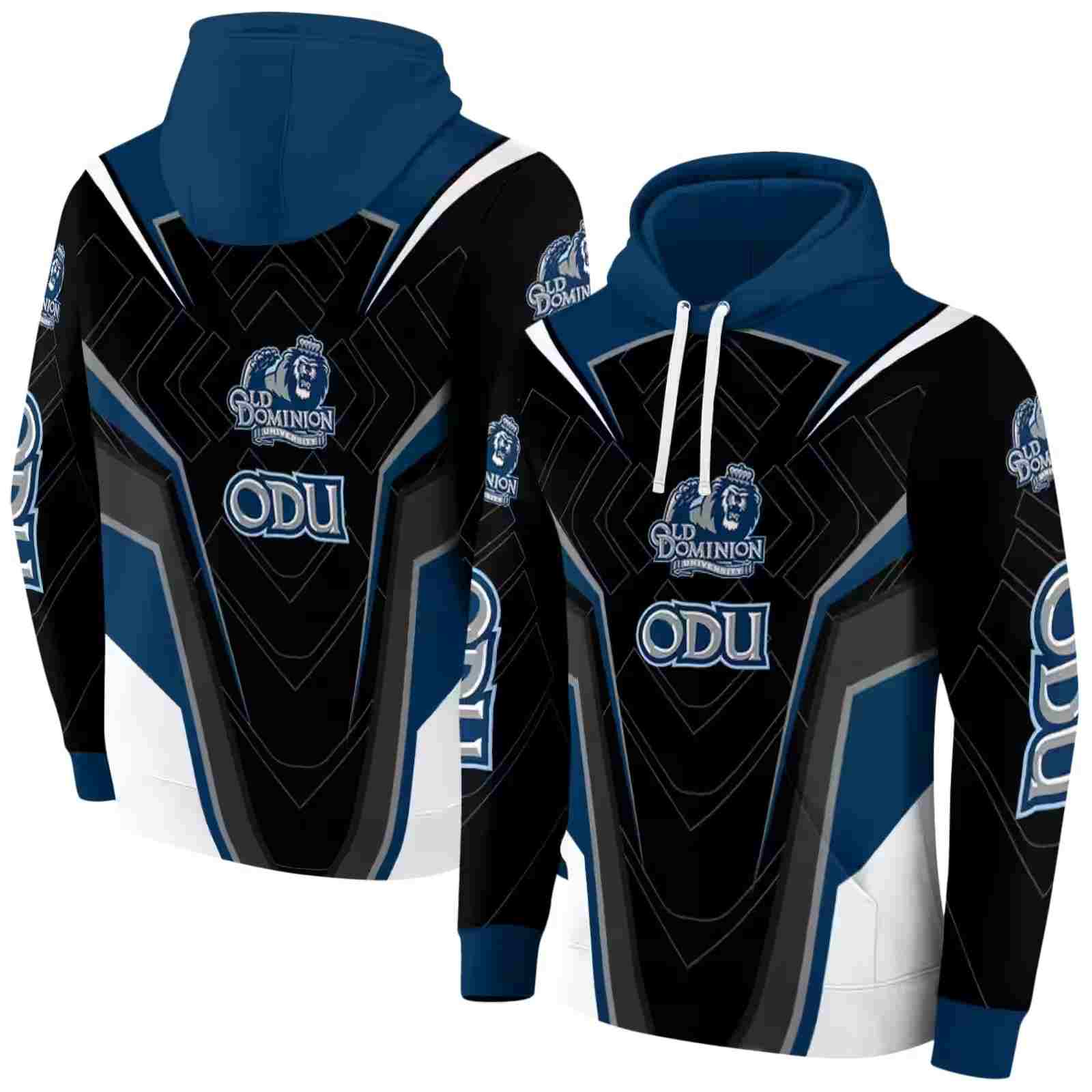 old dominion monarchs futuristic pattern blue black hoodie fashion forward