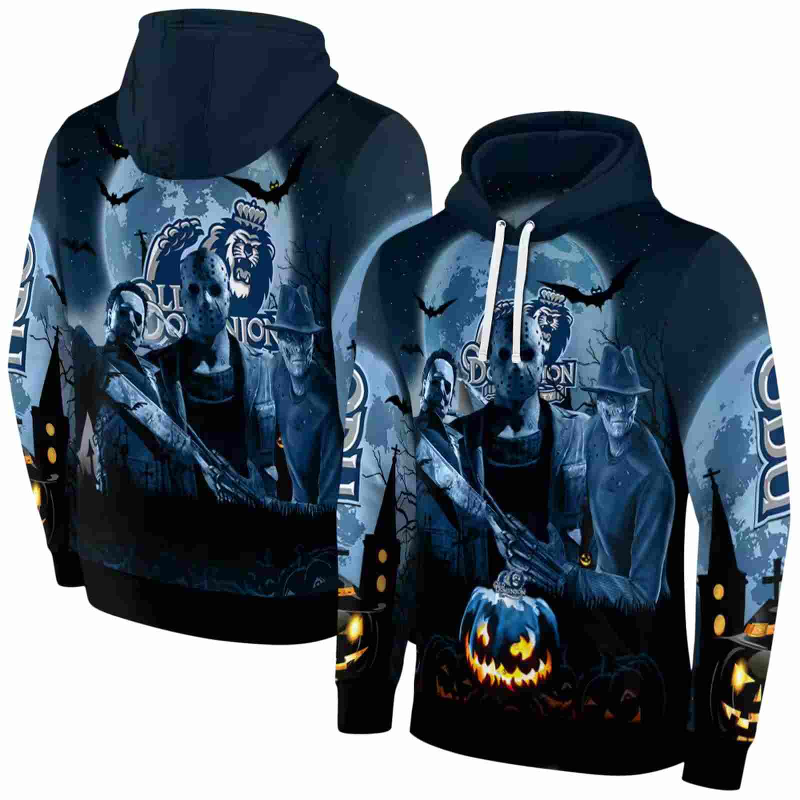 old dominion monarchs halloween vibes blue black hoodie fashion forward