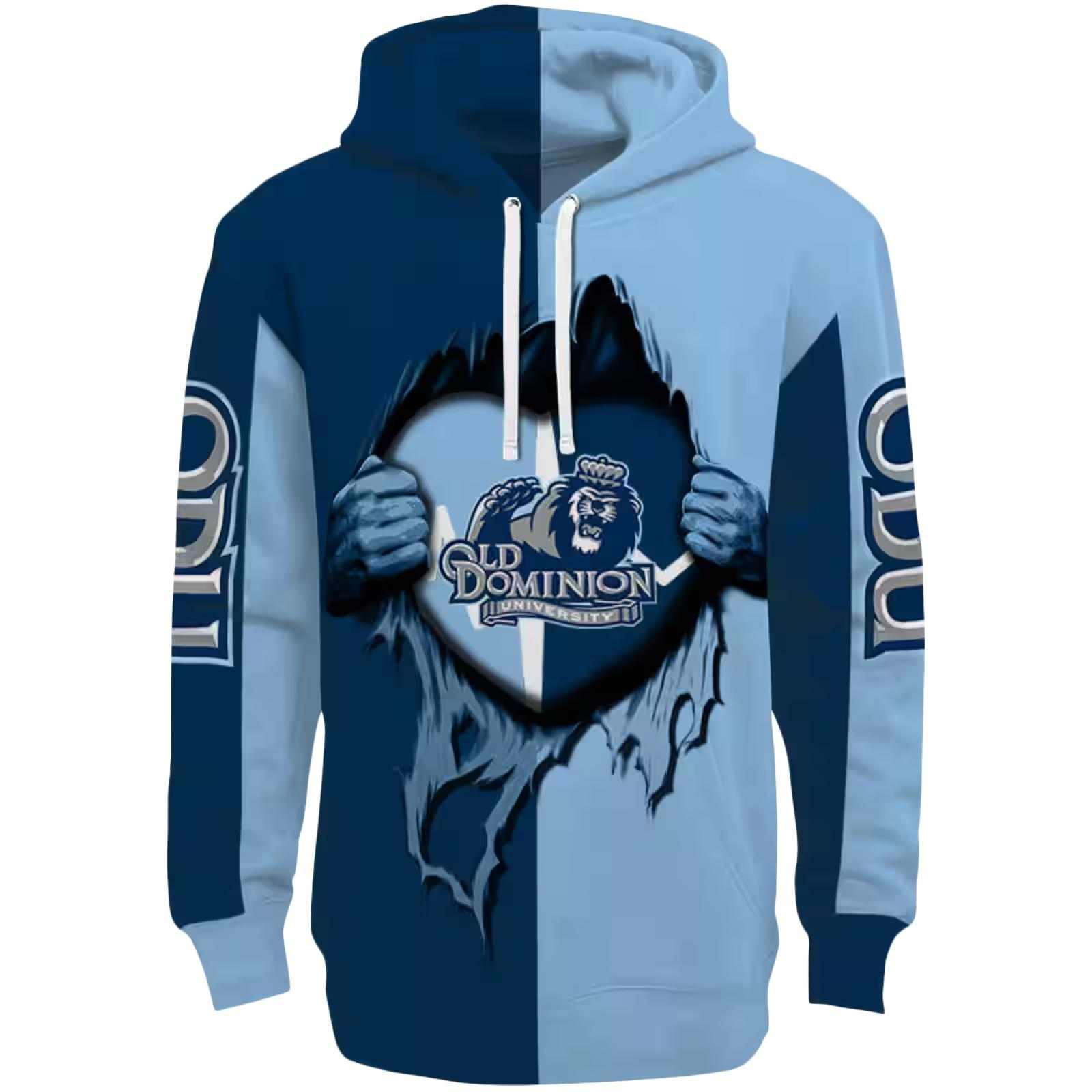 Old Dominion Monarchs Heartbeat Graphic Blue Hoodie