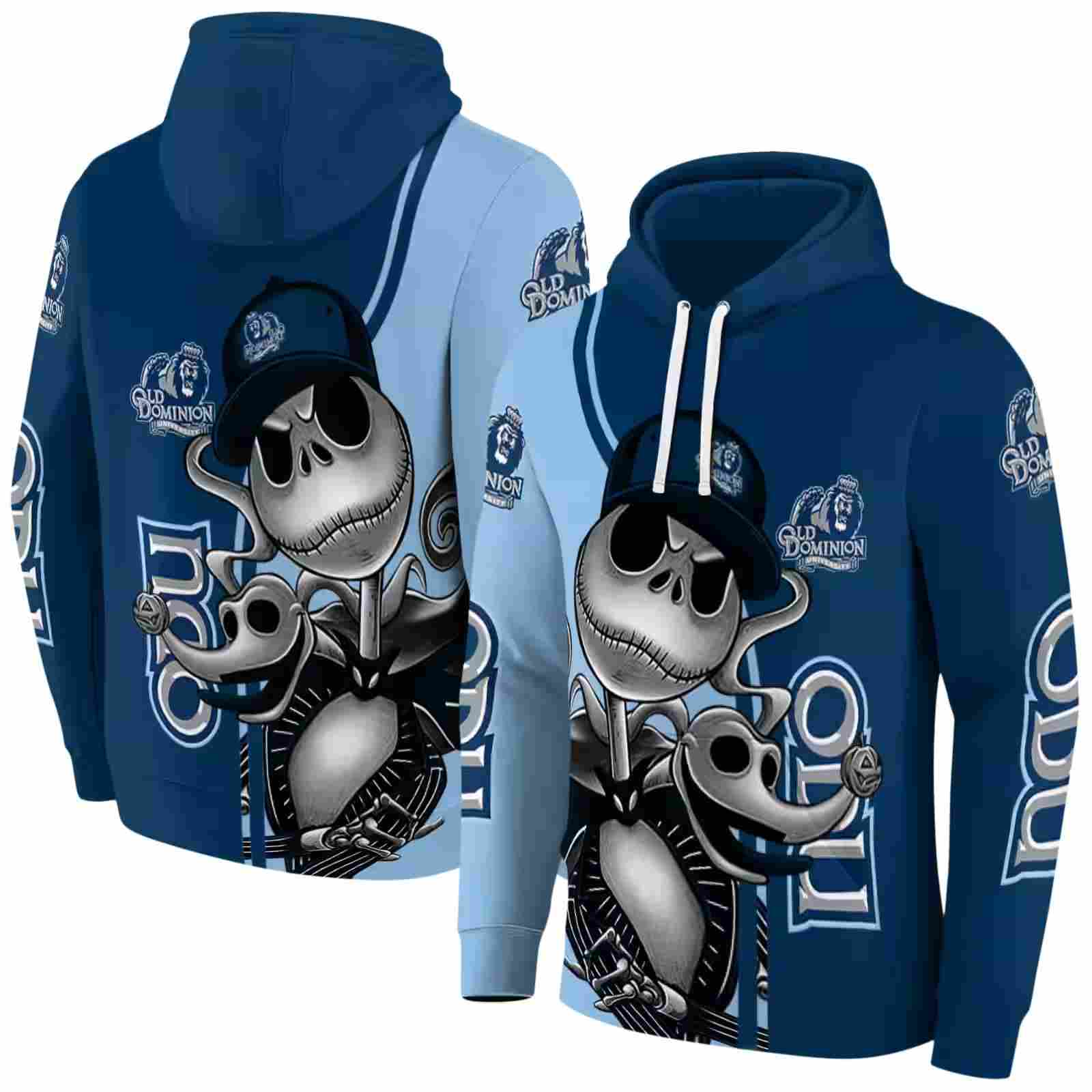 old dominion monarchs jack skellington blue hoodie fashion forward