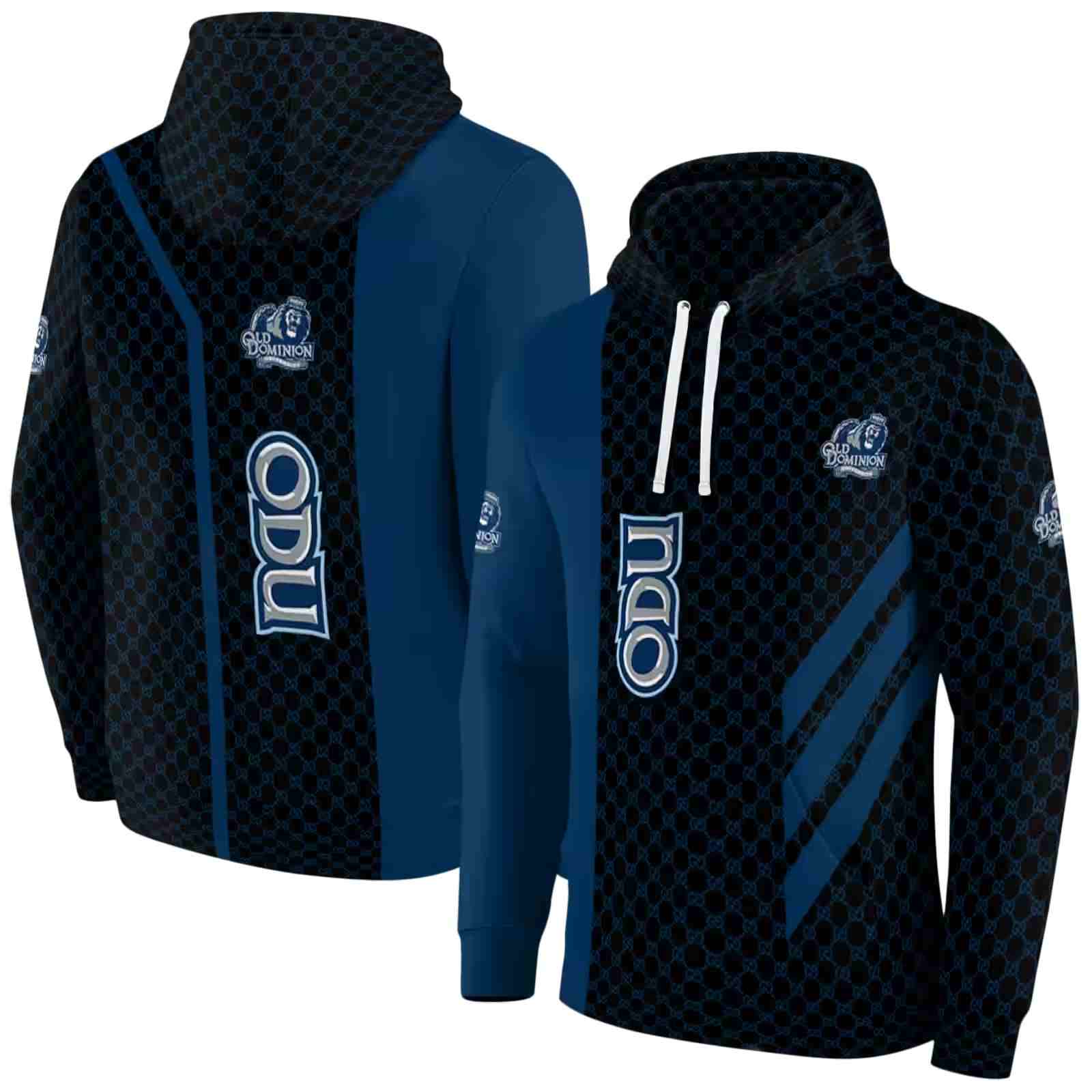 old dominion monarchs monogram pattern blue hoodie fashion forward