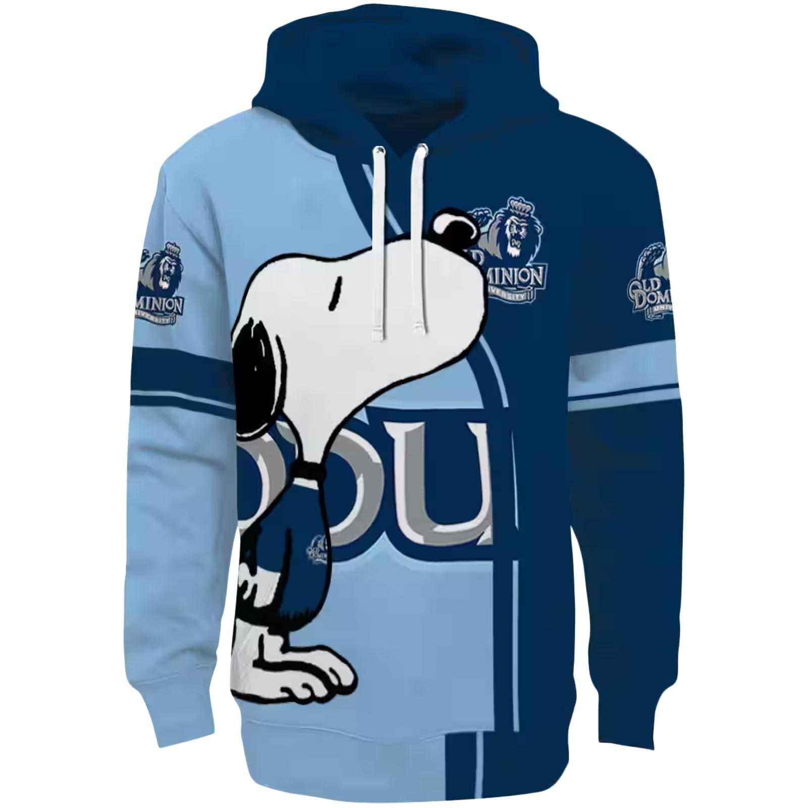 Old Dominion Monarchs Playful Snoopy Blue Hoodie