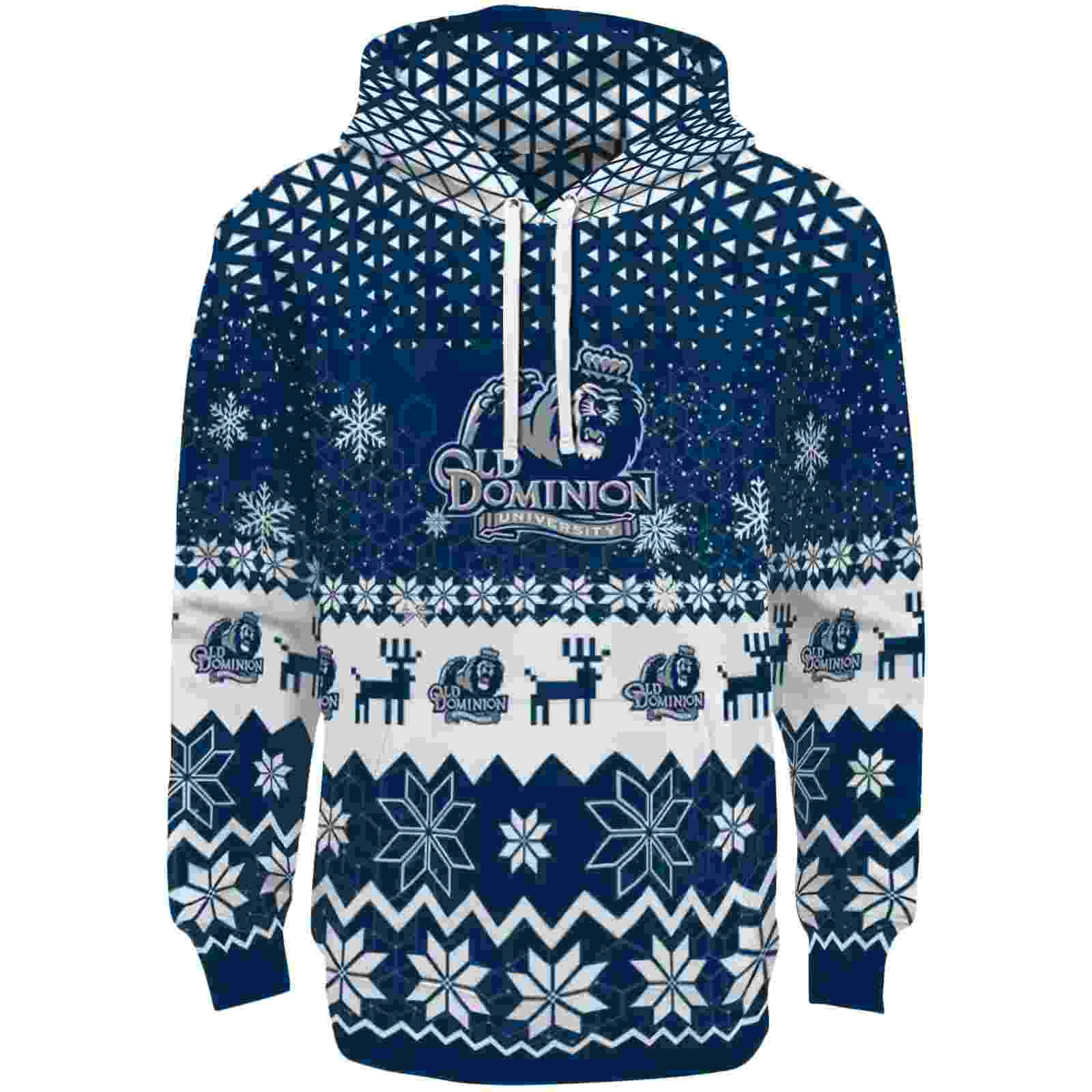 Old Dominion Monarchs Reindeer Motif Blue Hoodie