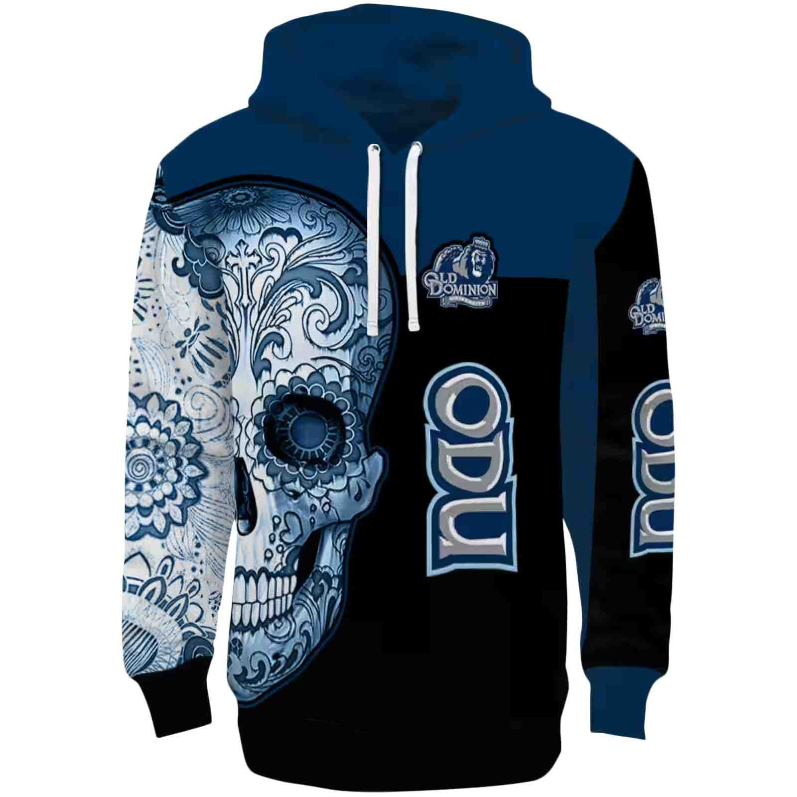 Old Dominion Monarchs Sugar Skull Blue Black Hoodie