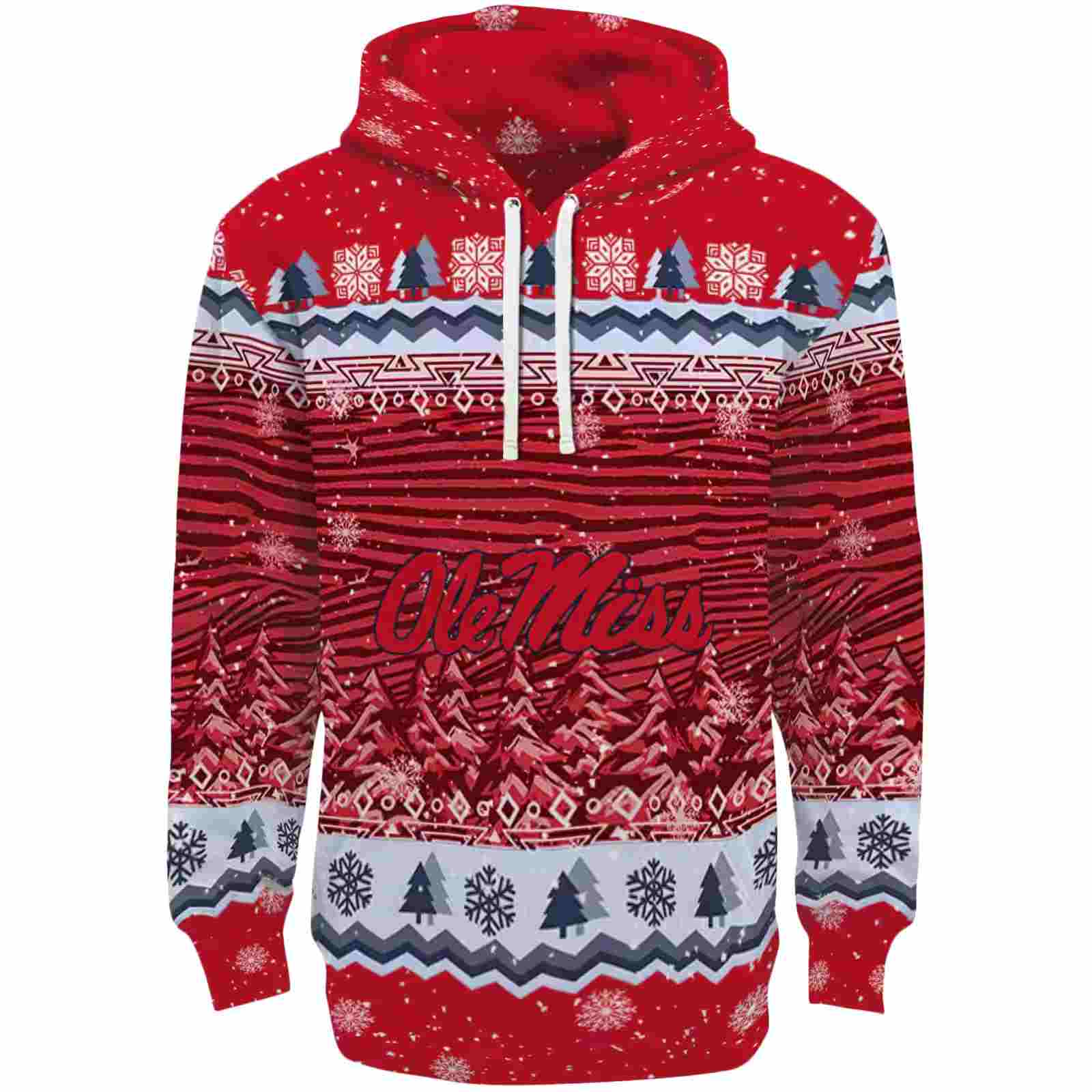 Ole Miss Rebels Christmas Trees Red Hoodie