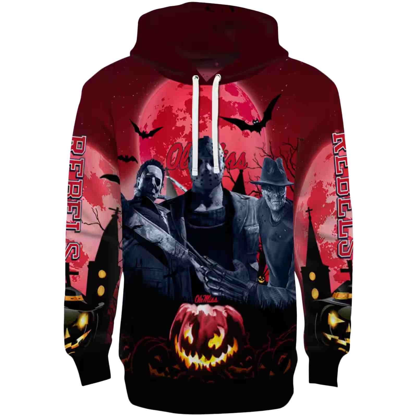 Ole Miss Rebels Halloween Vibes Red Black Hoodie