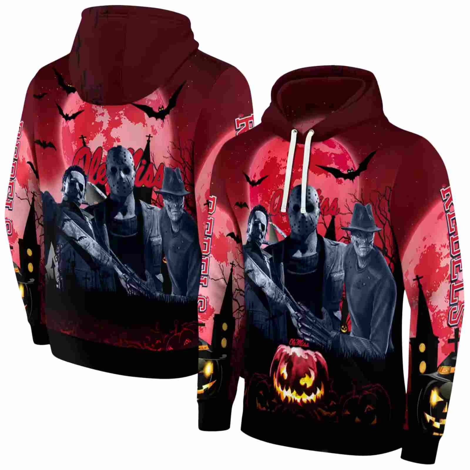 ole miss rebels halloween vibes red black hoodie fashion forward