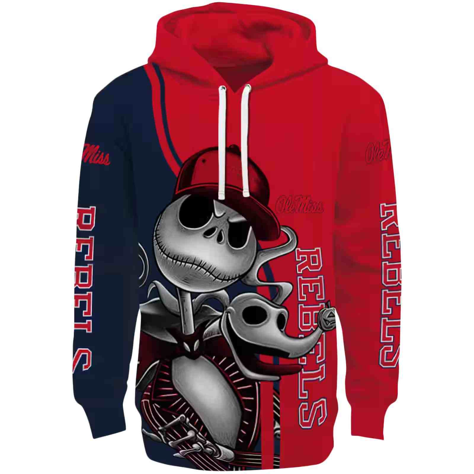 Ole Miss Rebels Jack Skellington Red Hoodie