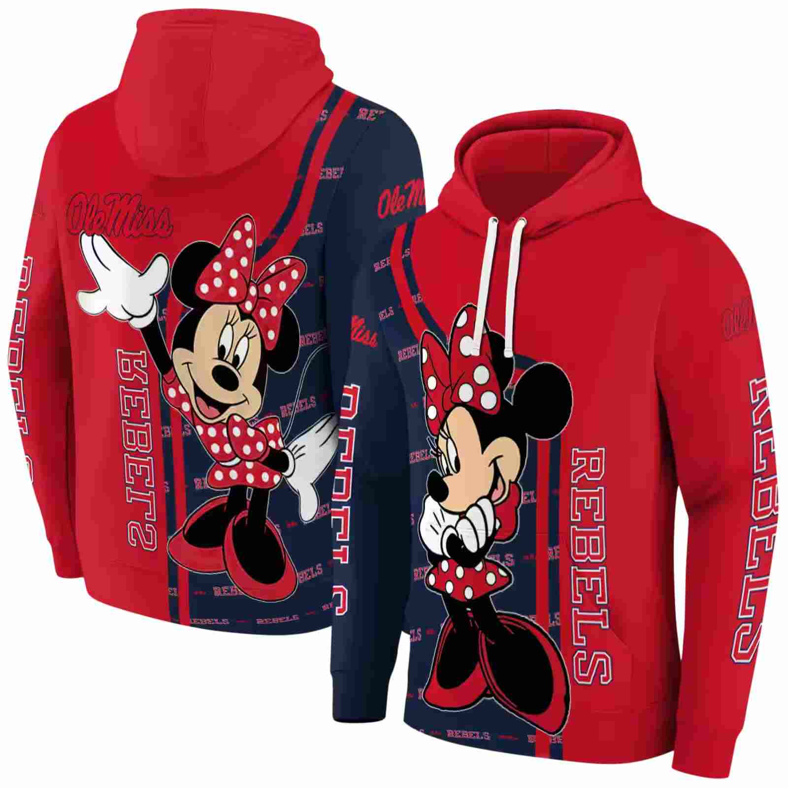 ole miss rebels minnie mouse red hoodie fashion forward