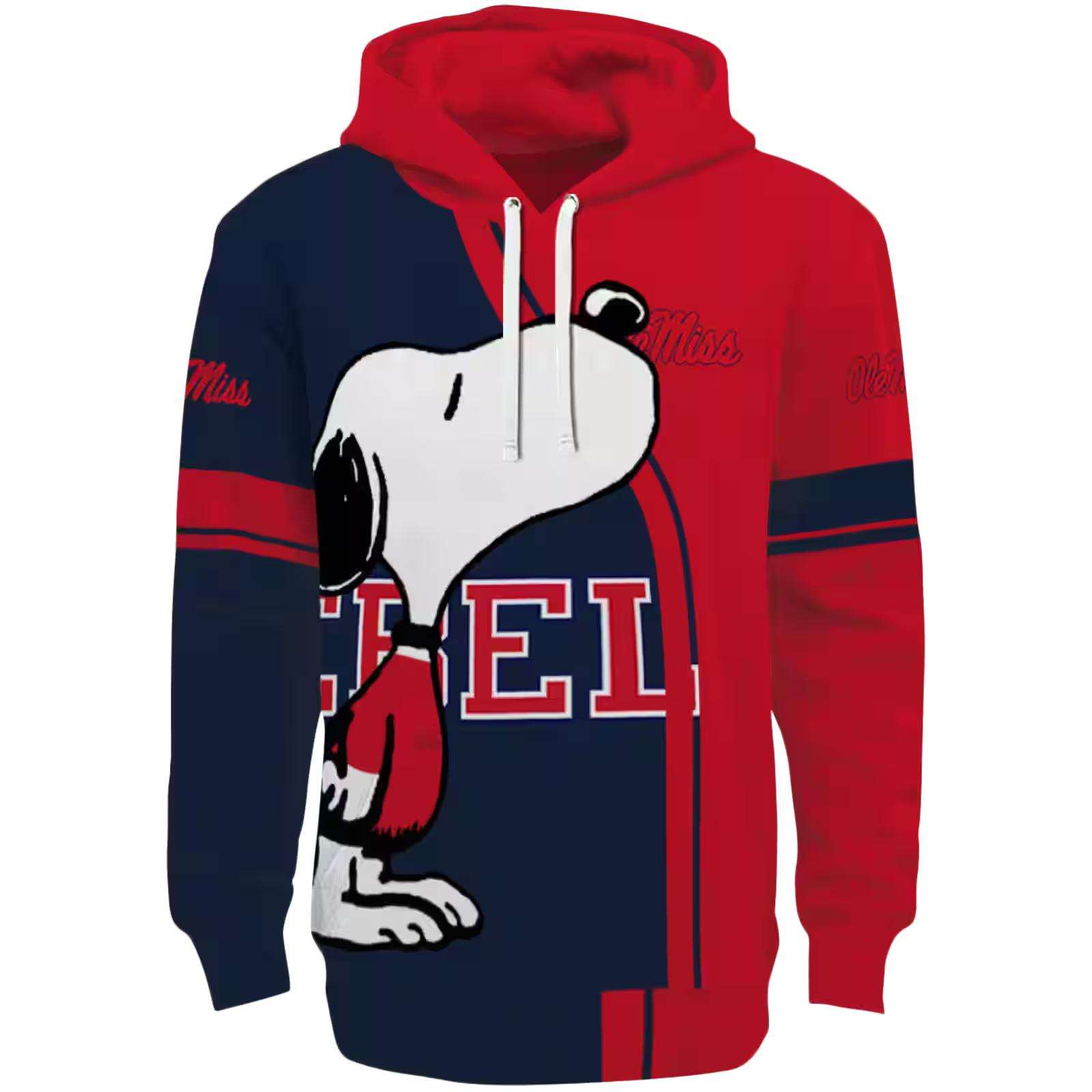 Ole Miss Rebels Playful Snoopy Red Hoodie