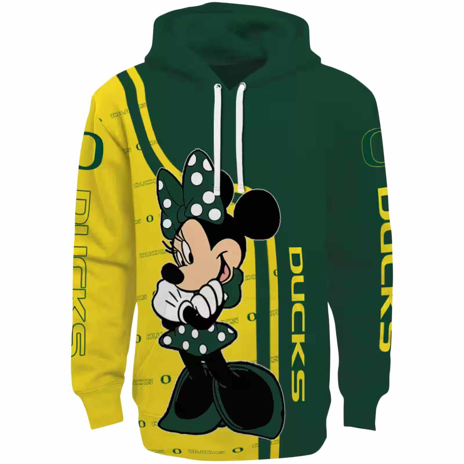 Oregon Ducks Minnie Mouse Green Hoodie