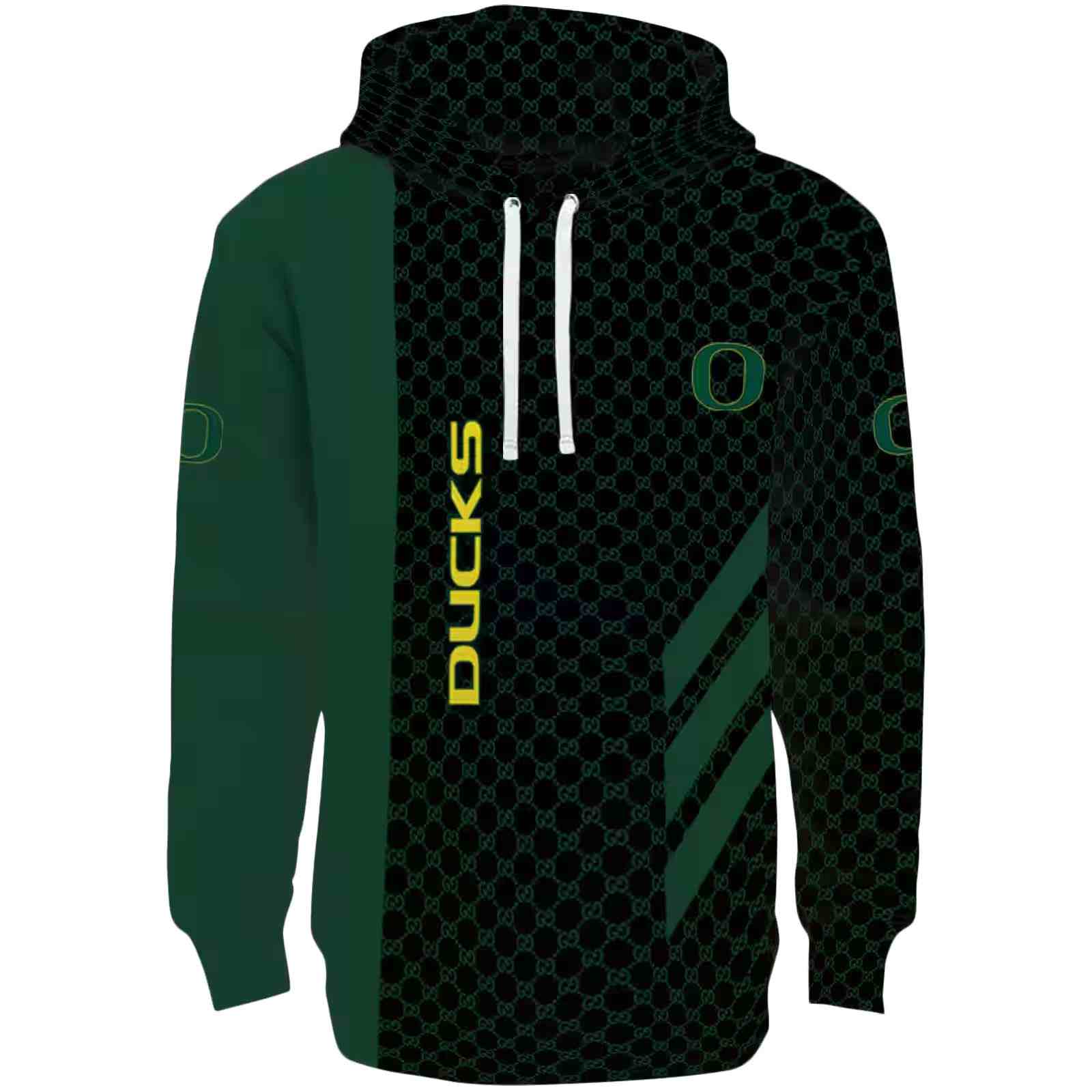 Oregon Ducks Monogram Pattern Green Hoodie