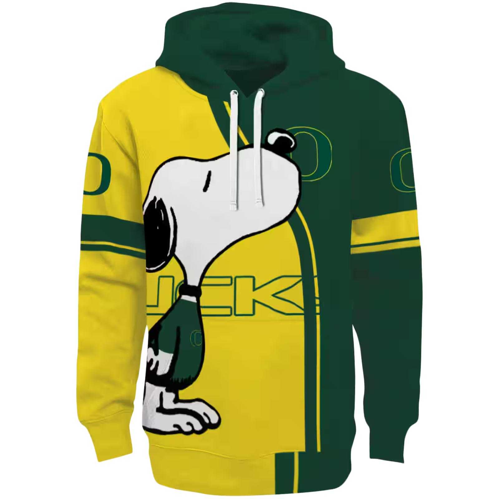 Oregon Ducks Playful Snoopy Green Hoodie