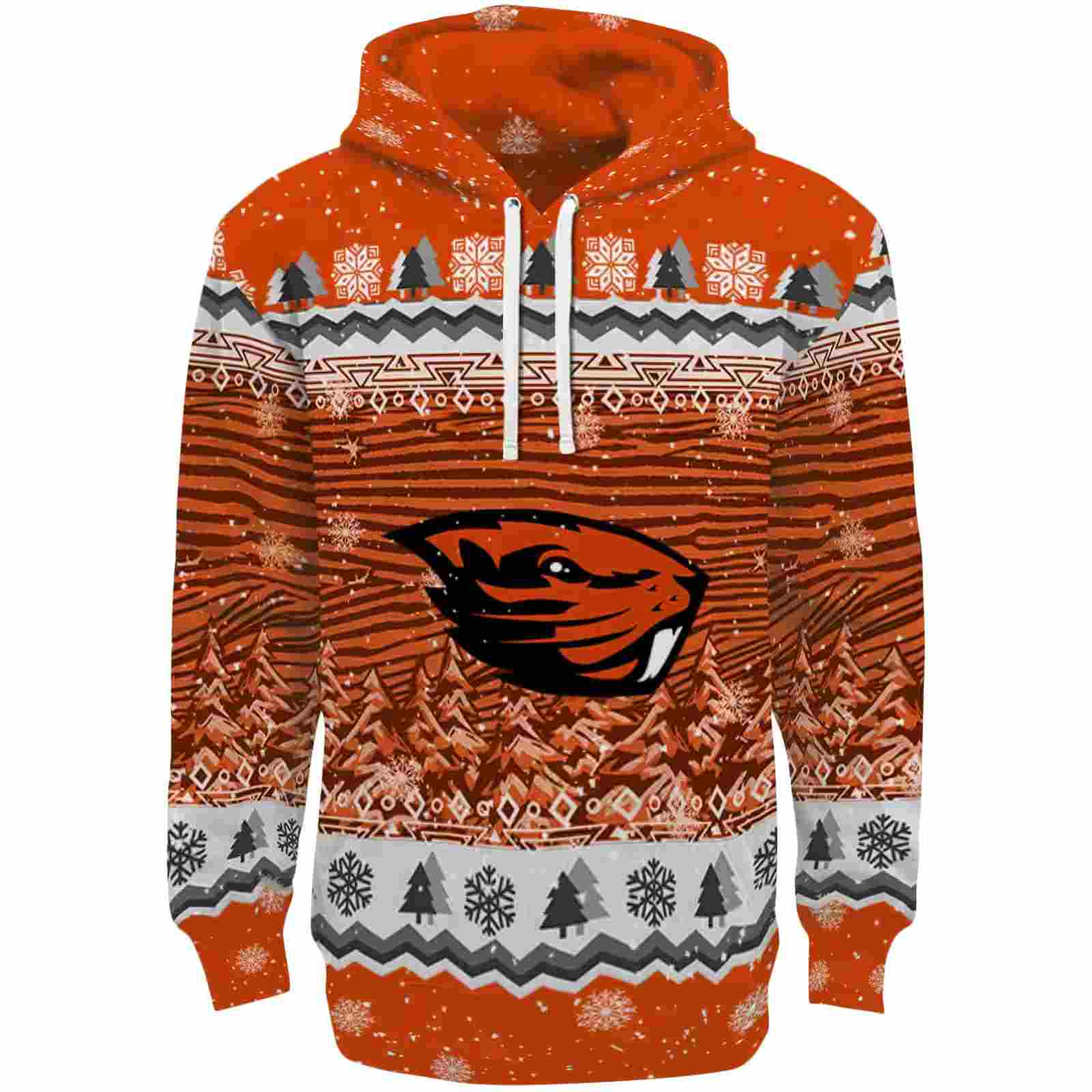 Oregon State Beavers Christmas Trees Orange Hoodie