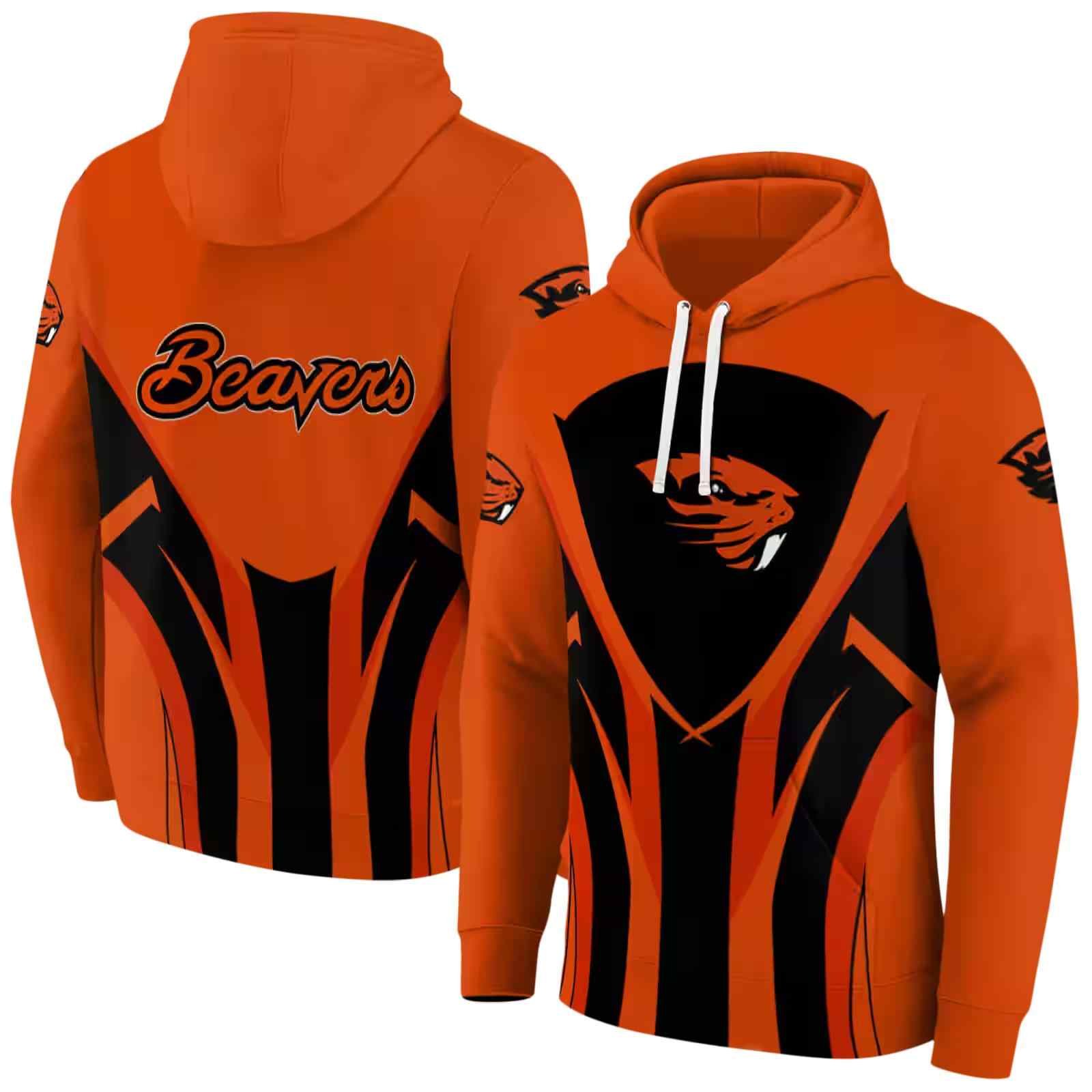 oregon state beavers concentric lines orange black hoodie fashion forward