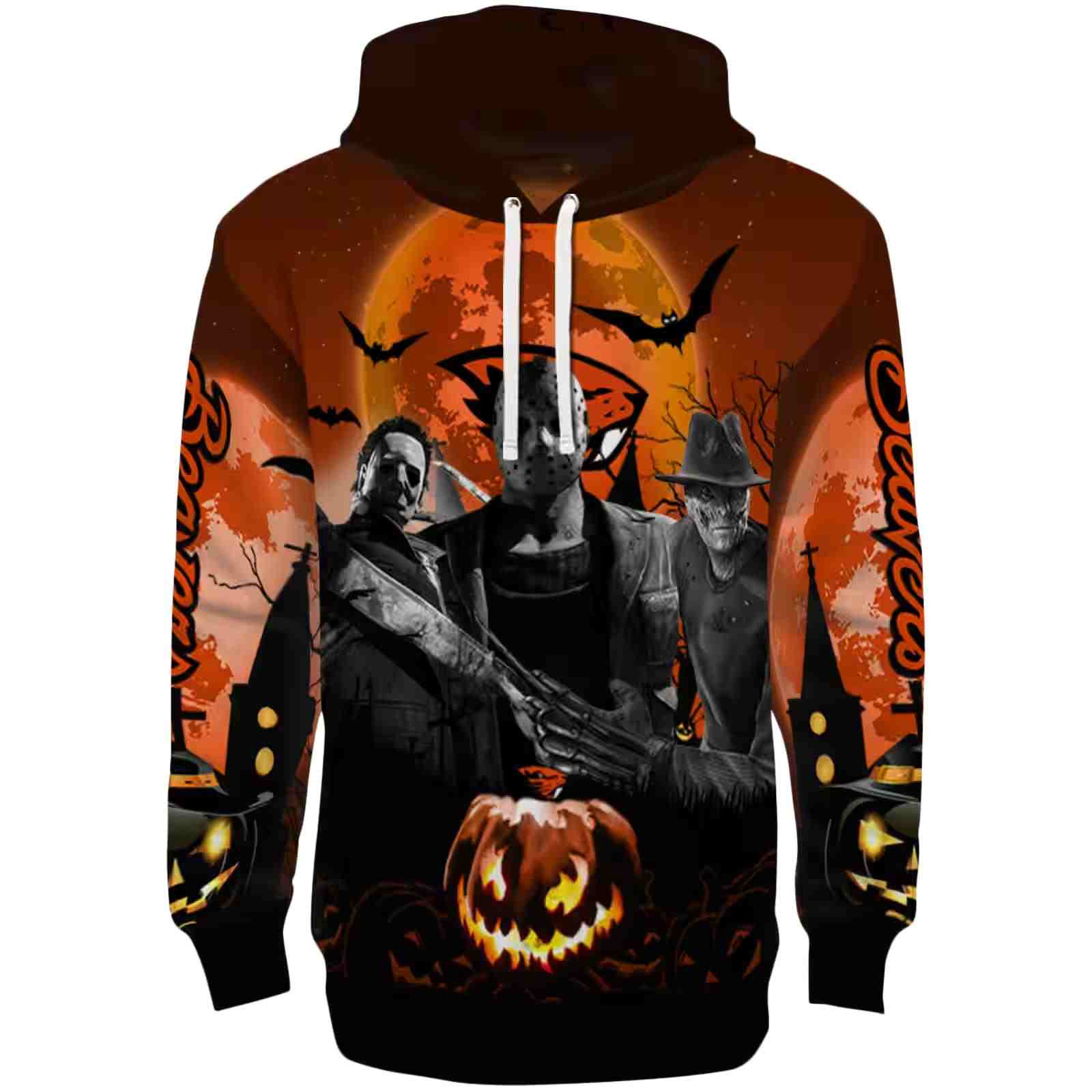 Oregon State Beavers Halloween Vibes Orange Black Hoodie