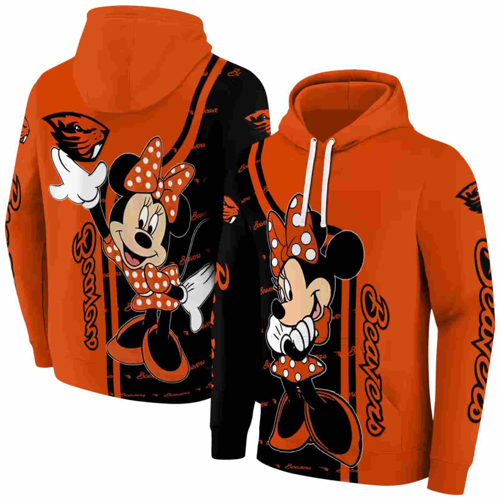 oregon state beavers minnie mouse orange hoodie fashion forward